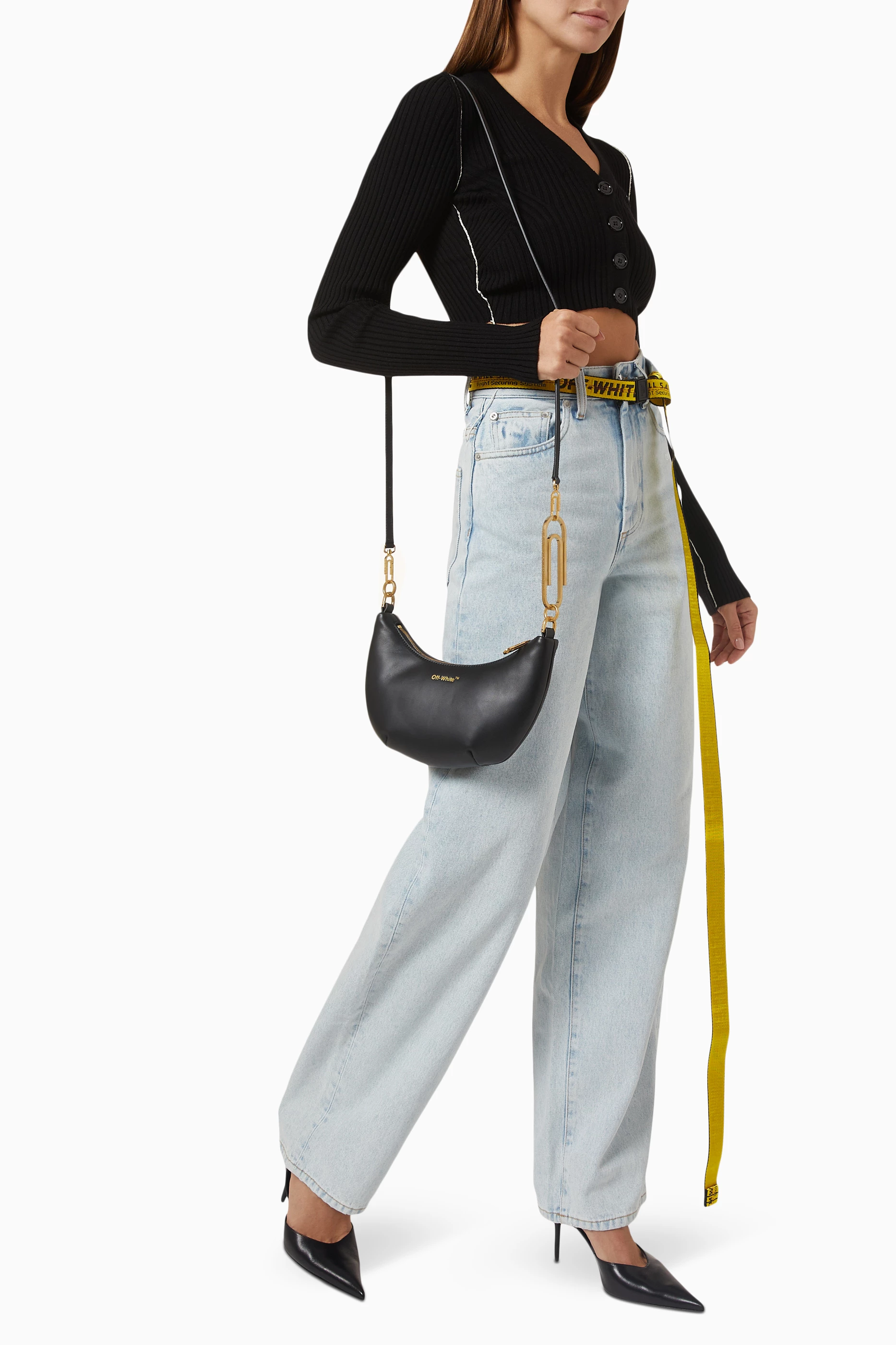 Buy Off-White Black Paperclip Hobo 20 Small Shoulder Bag in 