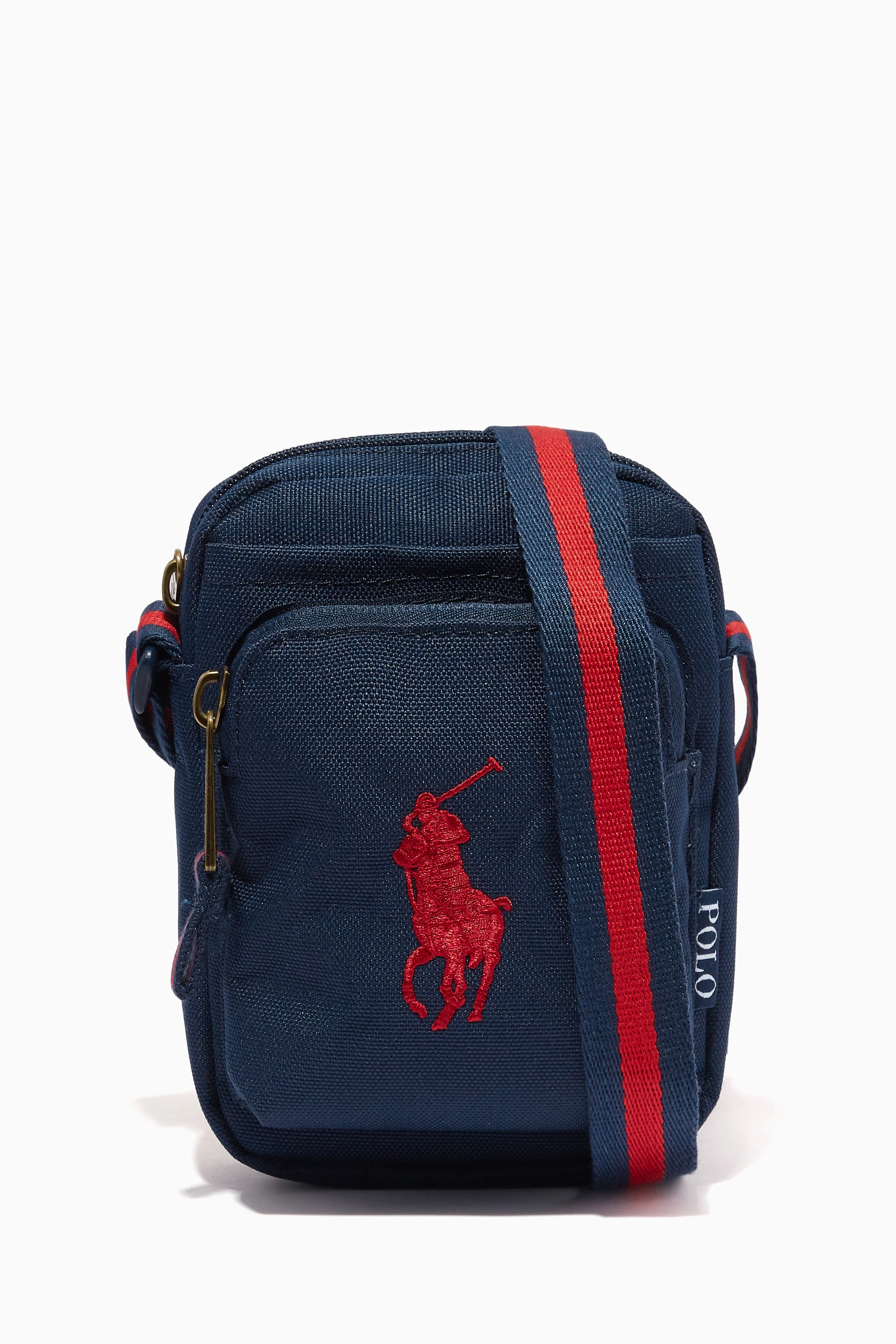 Buy Polo Ralph Lauren Blue Logo Embroidered Crossbody Bag in Nylon For Boys Online Ounass Oman