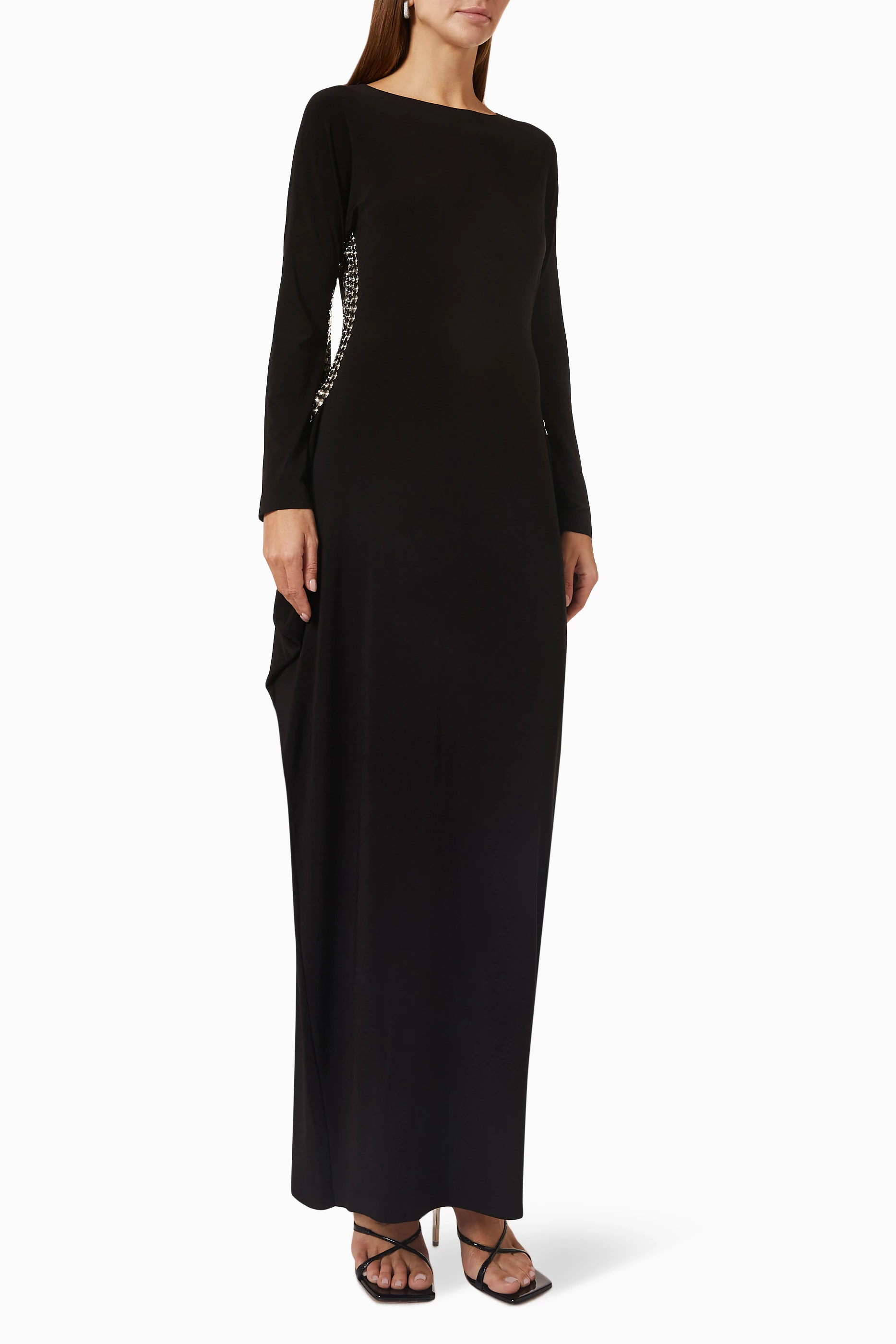 norma kamali modern sculpture dress Buy Norma Kamali Black Modern Sculpture Maxi Dress in Stretch Poly-lycra  For Women Online