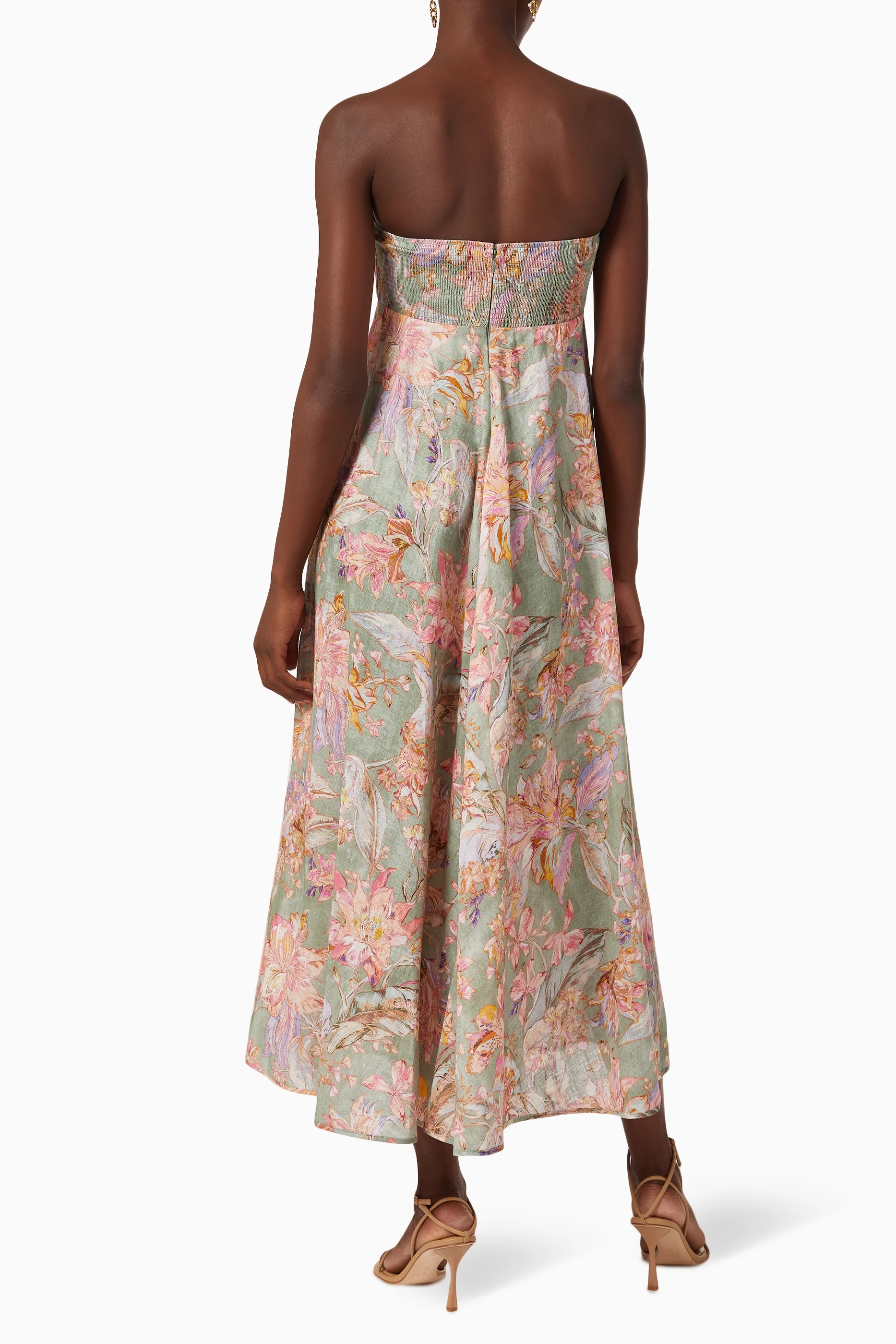 chinese dress ladies Zimmermann Crush Buttoned Midi Dress Ciara Floral