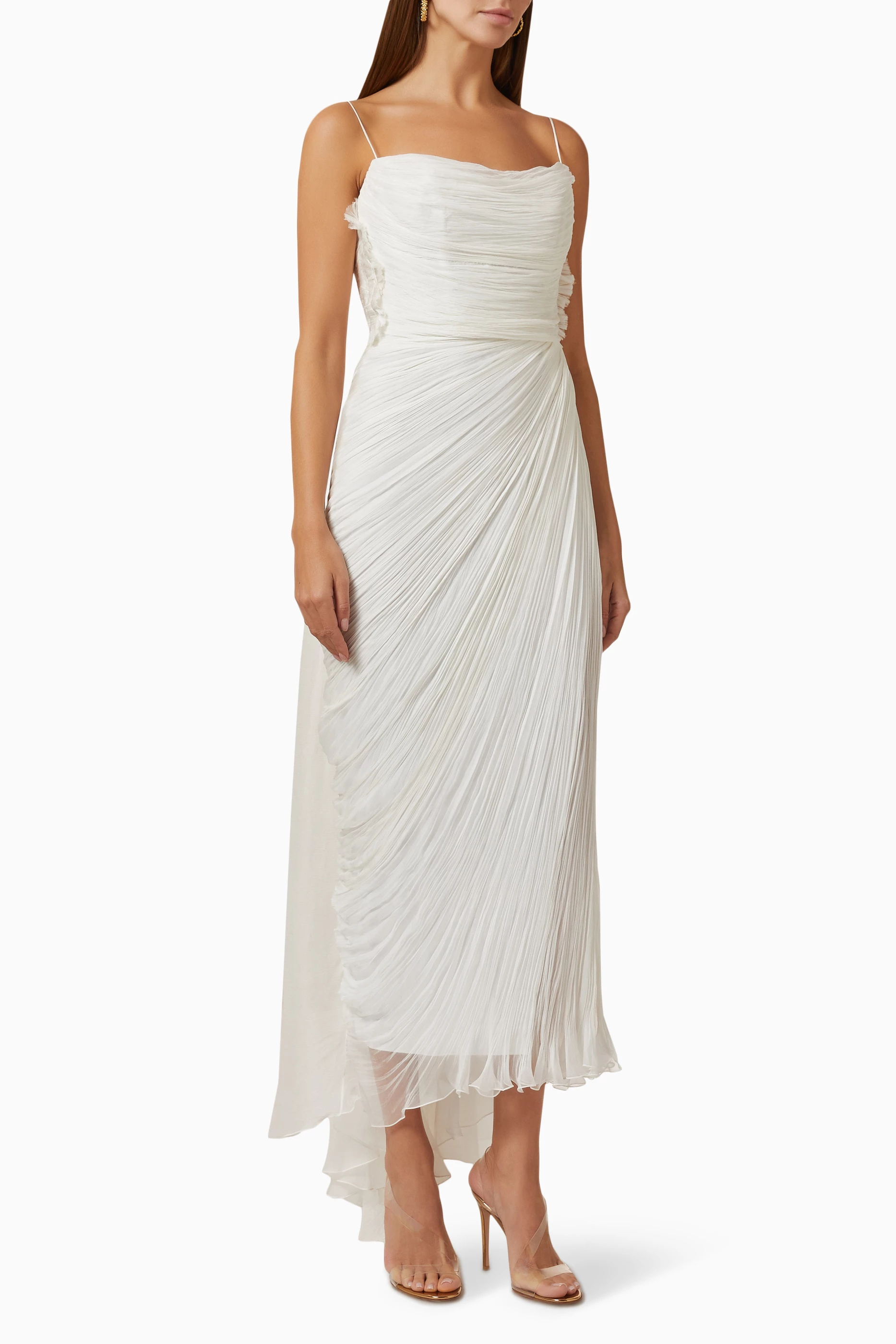 maria lucia hohan siona draped silk dress Buy Maria Lucia Hohan White Siona Midi Dress in Silk For Women Online