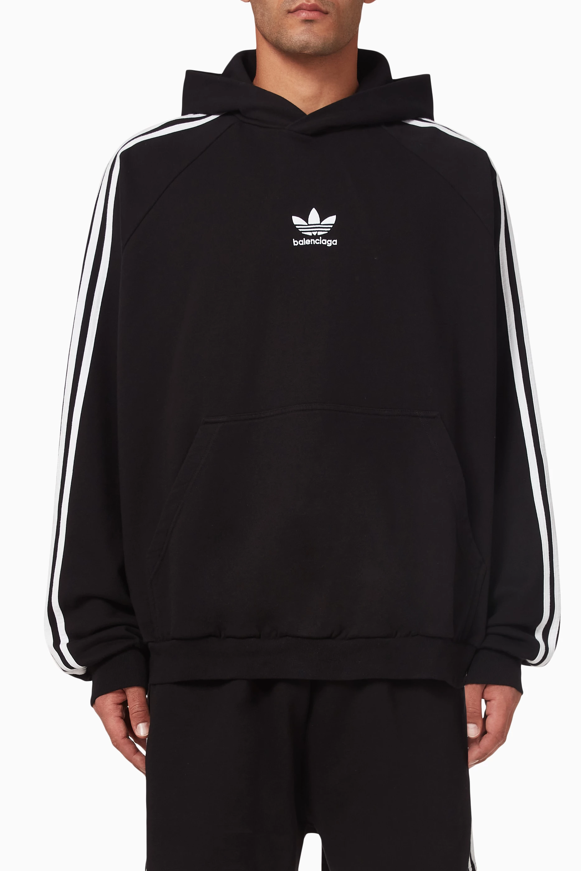 Buy Balenciaga Black x Adidas Large Fit Hoodie in Cotton Terry For