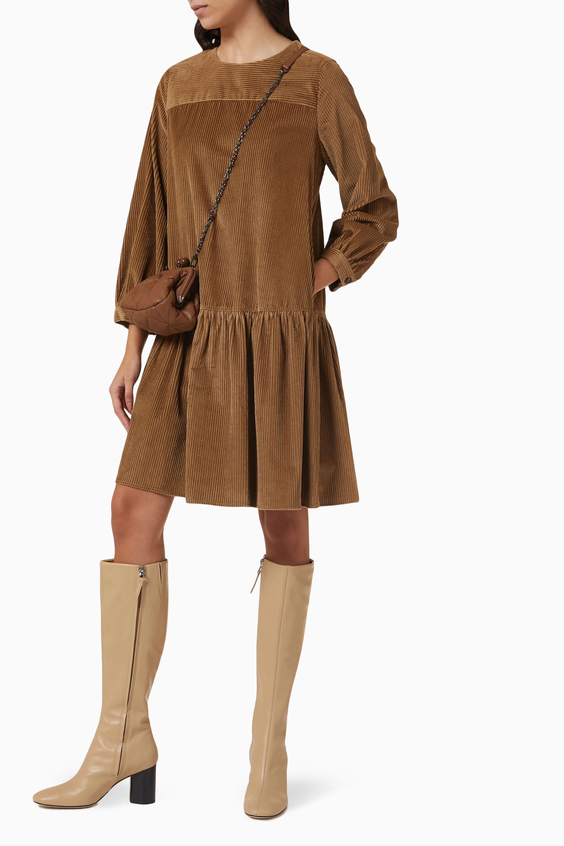 max mara brown dress Max Mara // Brown Printed Sheer Empire Waist Midi Dress  VSP Consignment
