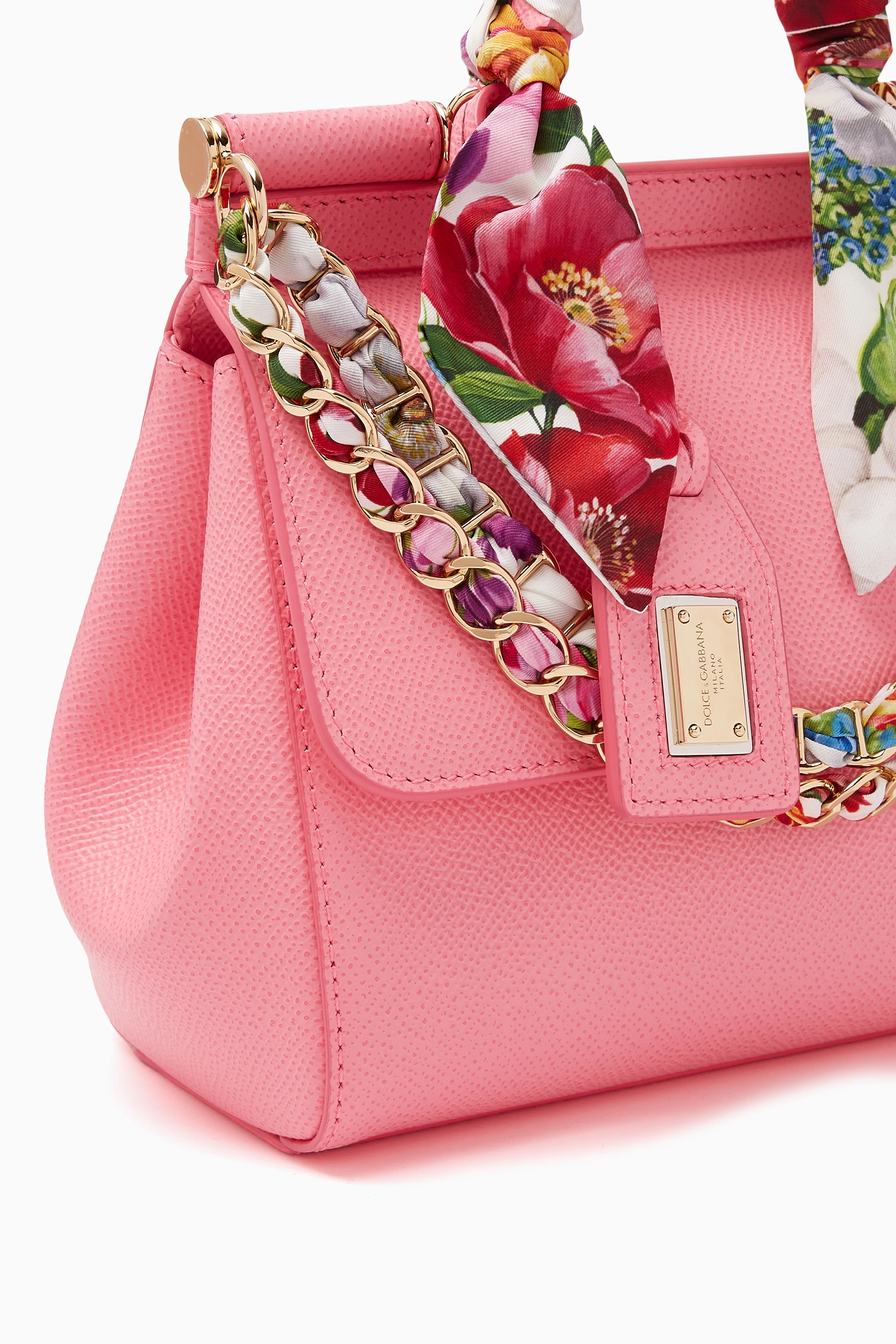 Buy Dolce Gabbana Pink Small Sicily Top Handle Bag with Scarf Chain in Dauphine Leather For Women Online Ounass Oman