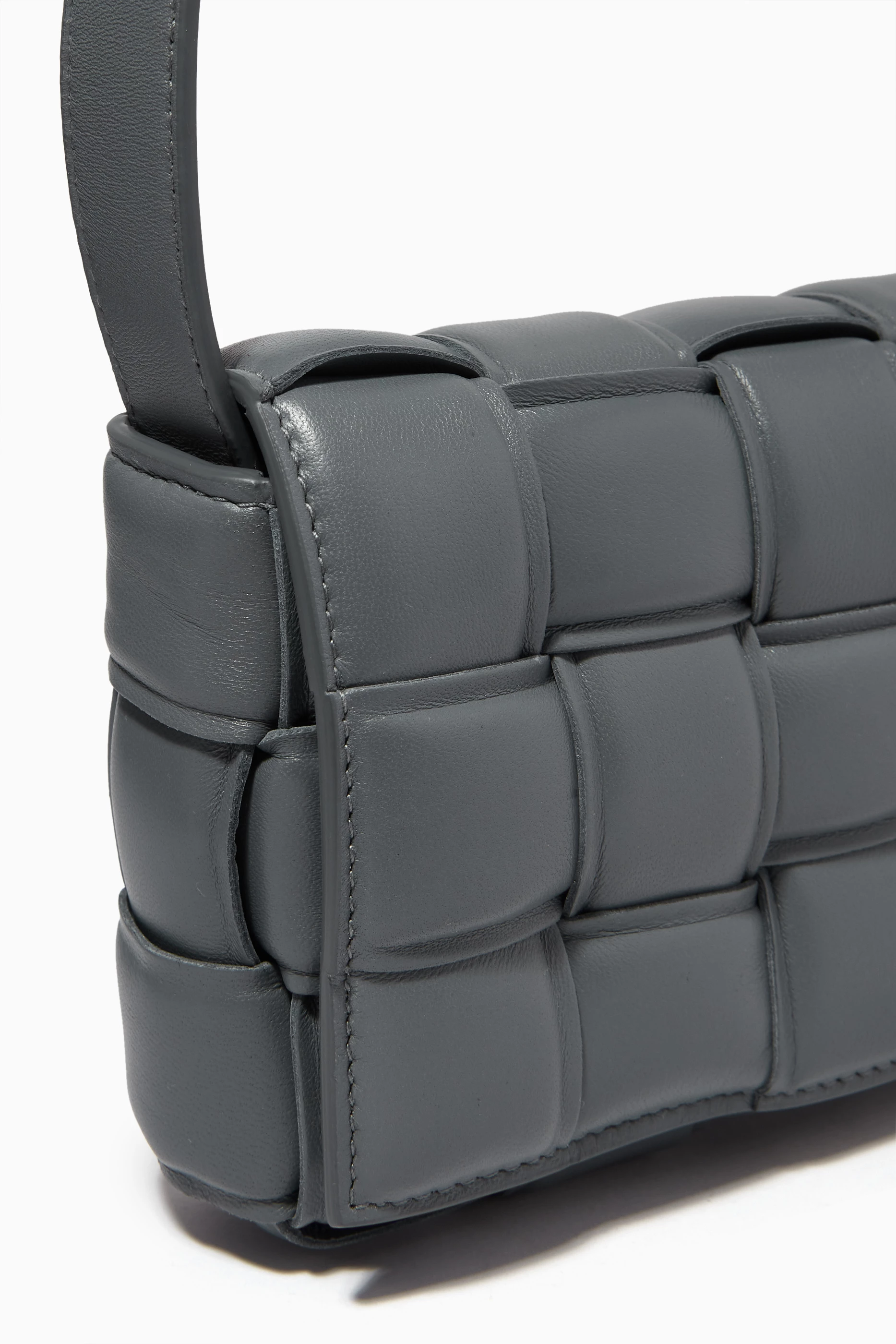 Buy Bottega Veneta Grey Small Padded Cassette Bag in Intreccio