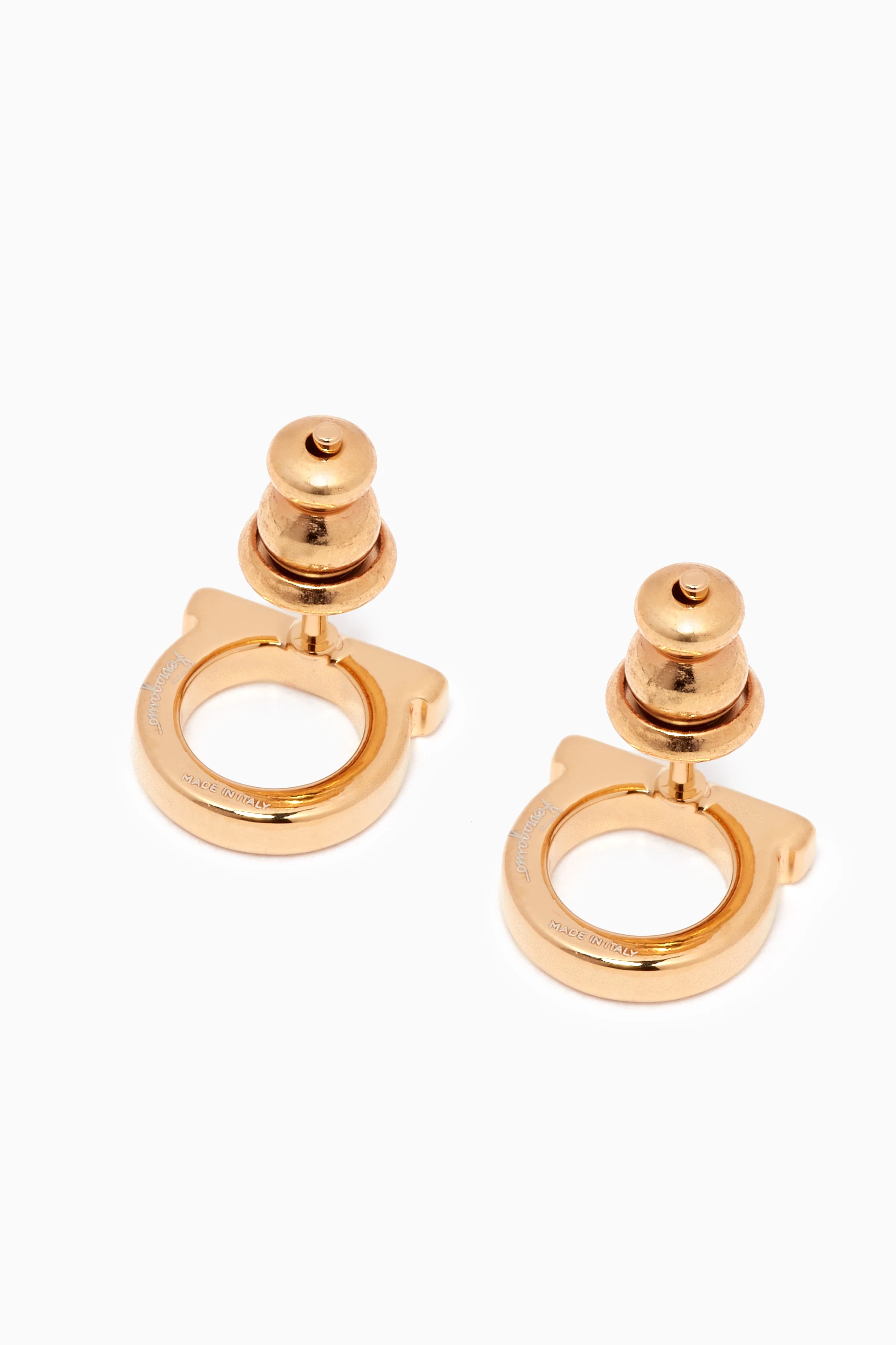 ピアス FERRAGAMO Gold-Colored Gancini Earrings in Brass Woman Ferragamo Gold-colored Gancini Earrings With Pearls In Brass