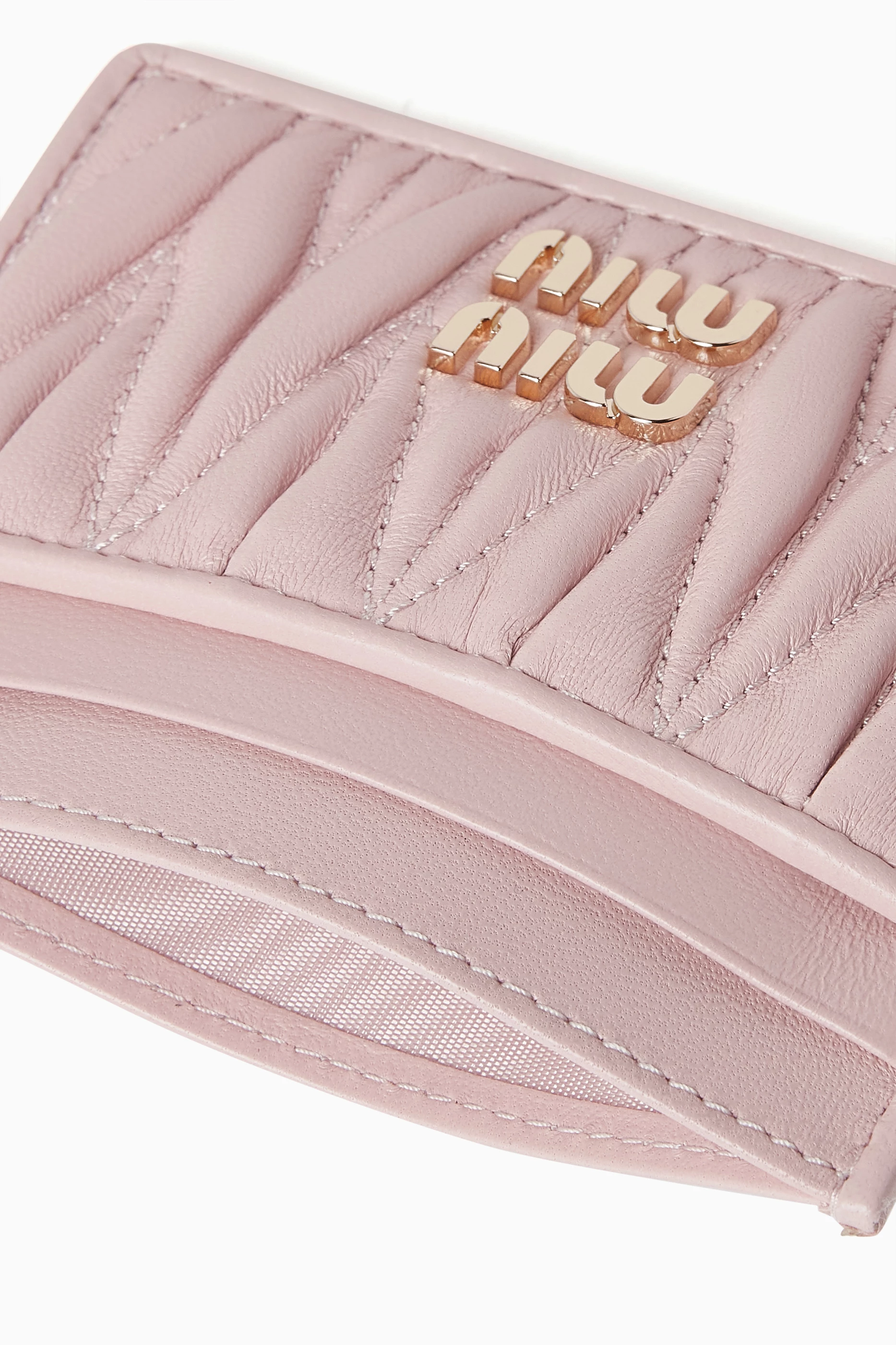 Buy Miu Miu Pink Matelasse Card Holder in Nappa Leather For Women
