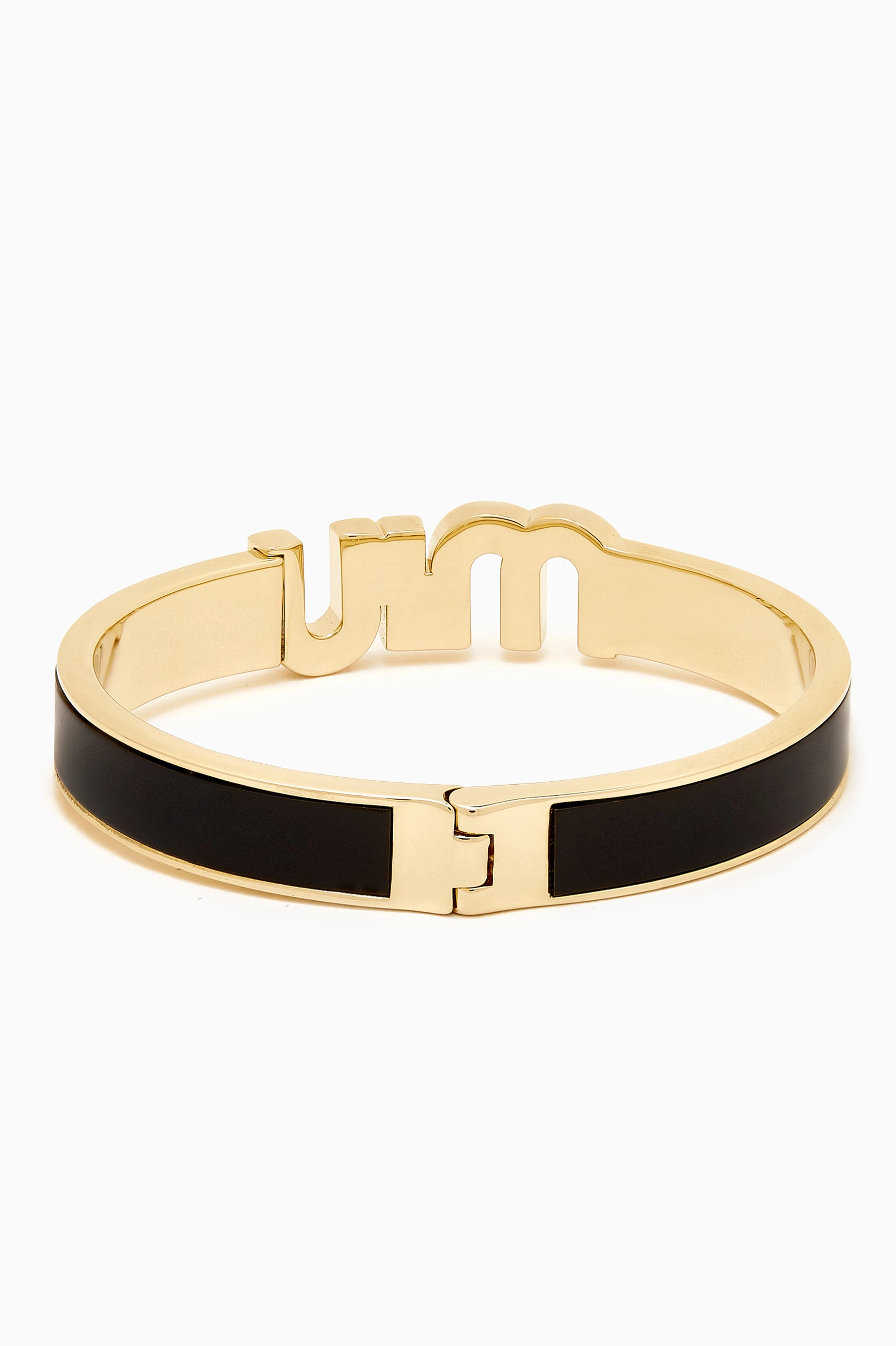 Buy Miu Miu Black Enameled Logo Bracelet in Metal For Women Online