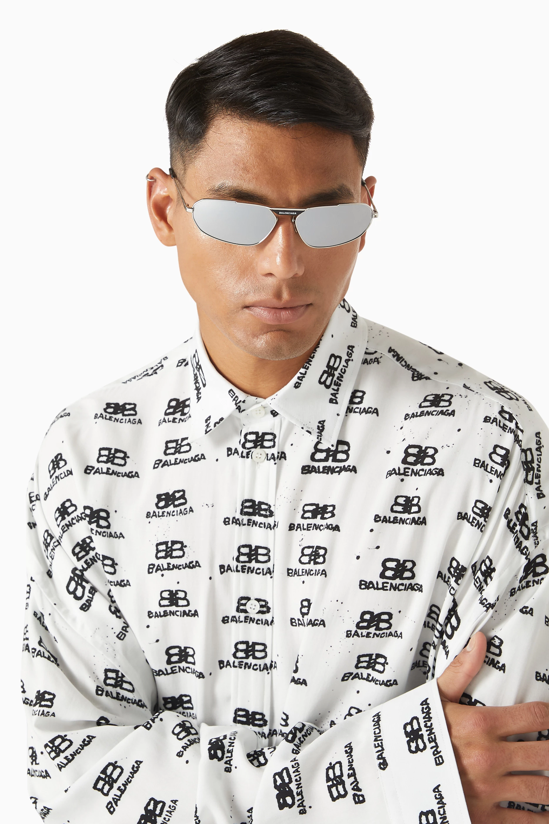 Buy Balenciaga Silver Tag 2.0 Oval Sunglasses in Metal For Men  