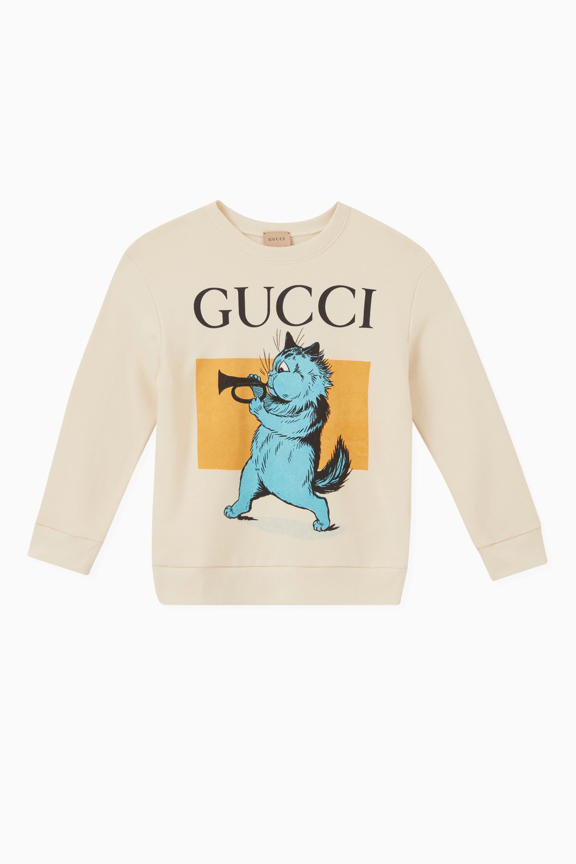 Buy Gucci White Logo Cat Sweatshirt in Cotton For Kids Online Ounass Oman