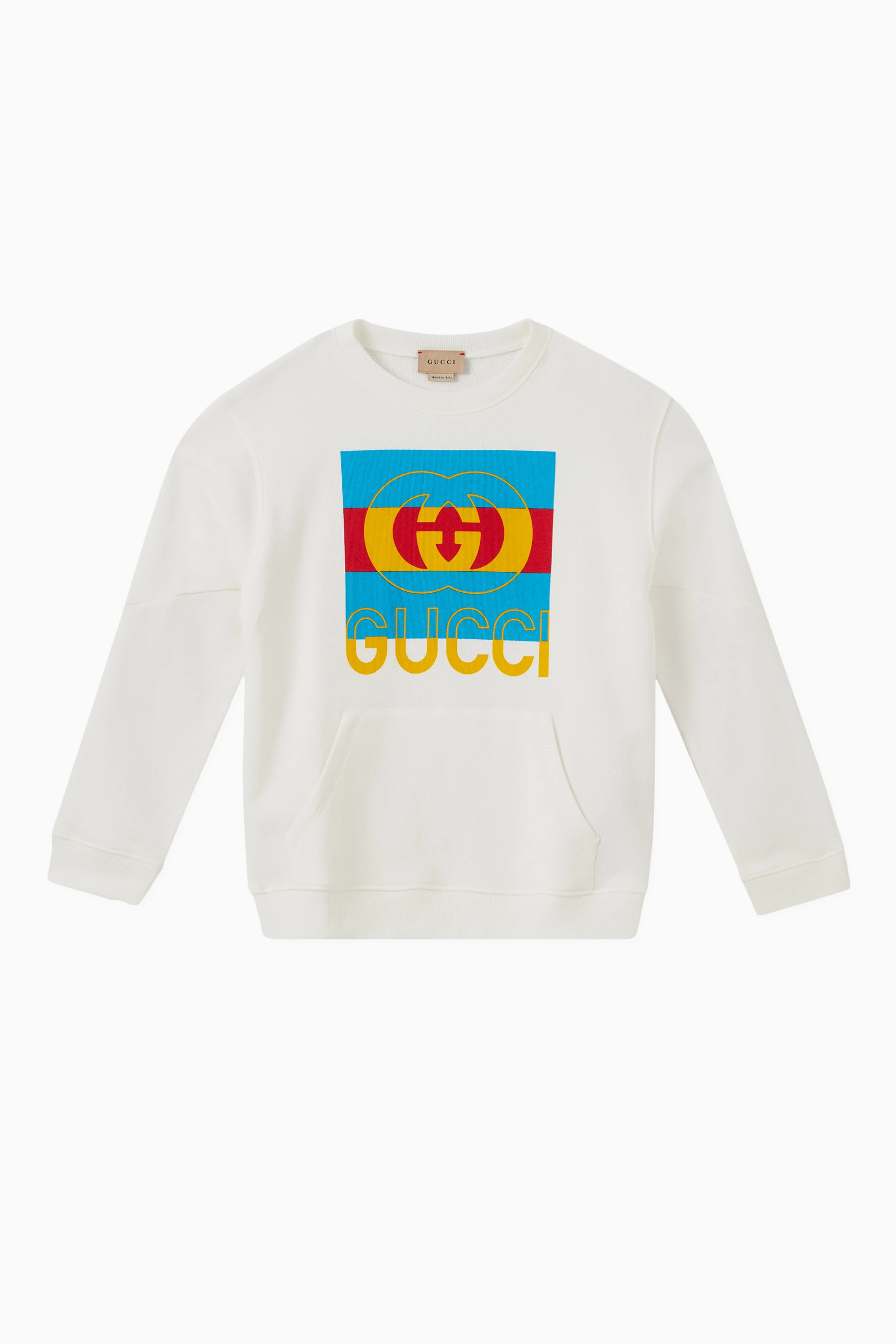 Buy Gucci White Logo Sweatshirt in Cotton Online for Girls Ounass Oman