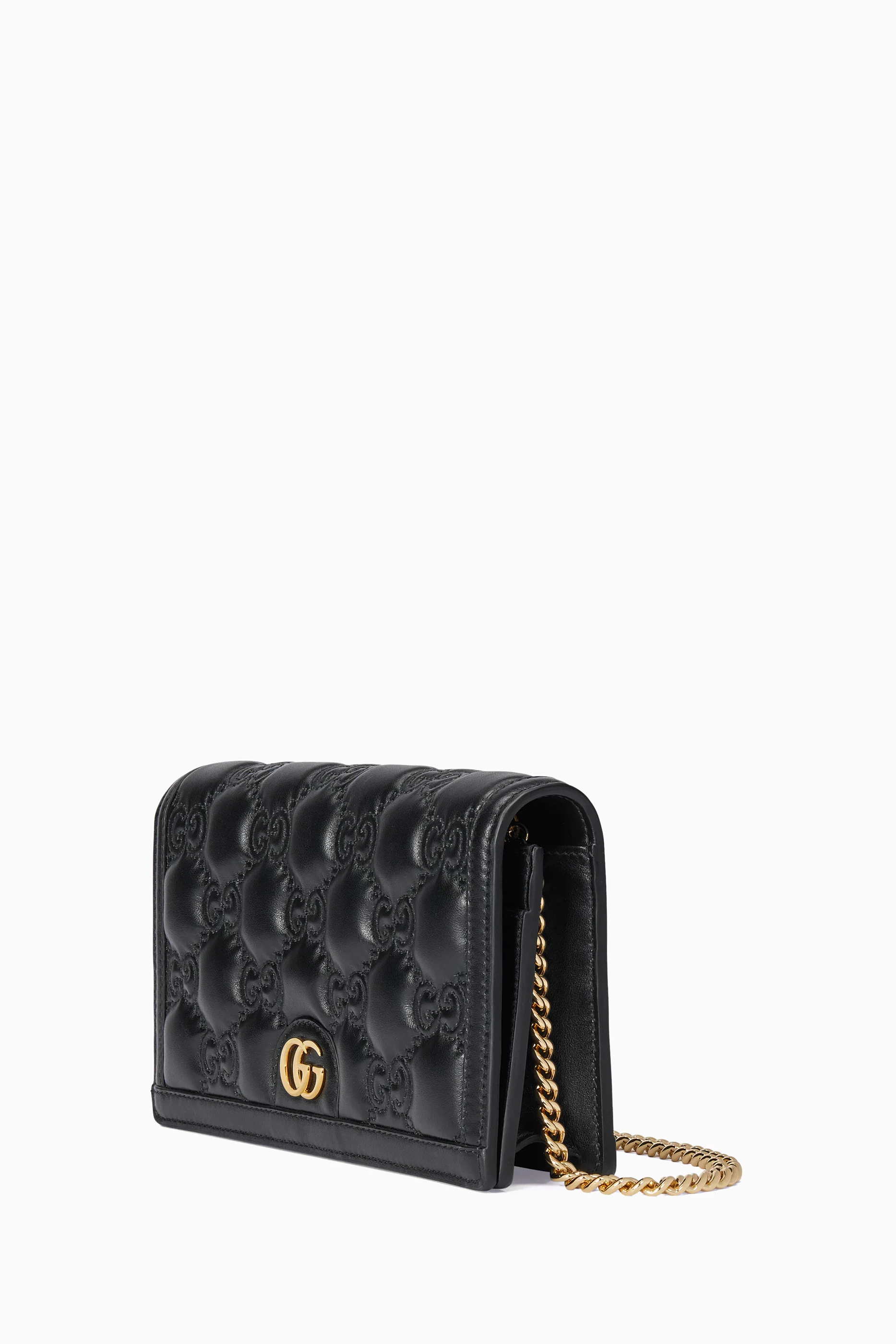 Gucci gg marmont leather chain wallet top