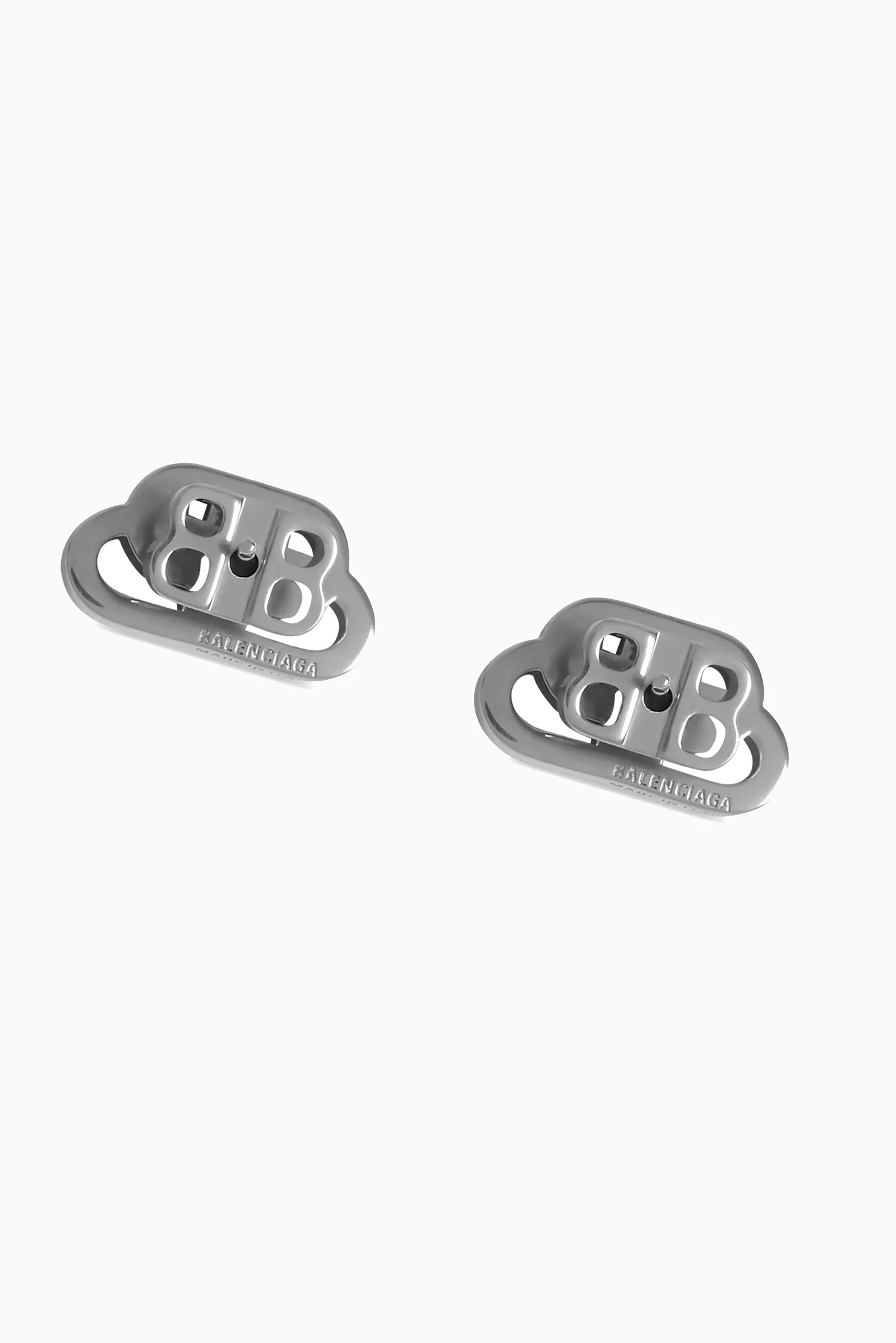 Buy Balenciaga Grey BB XS Rhinestone Stud Earrings in Brass For
