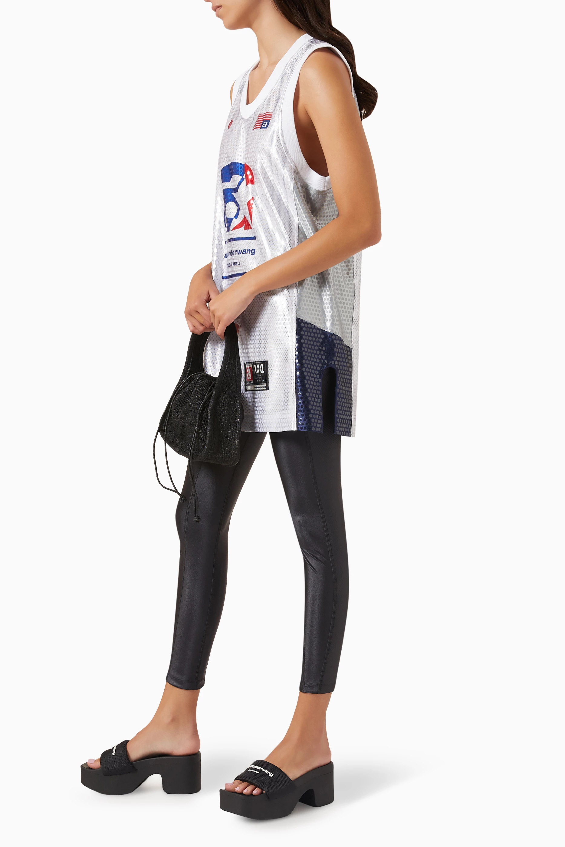 alexander wang astar basketball タンクトップ Buy Alexander Wang White Astar Basketball Jersey in Sequn-faille