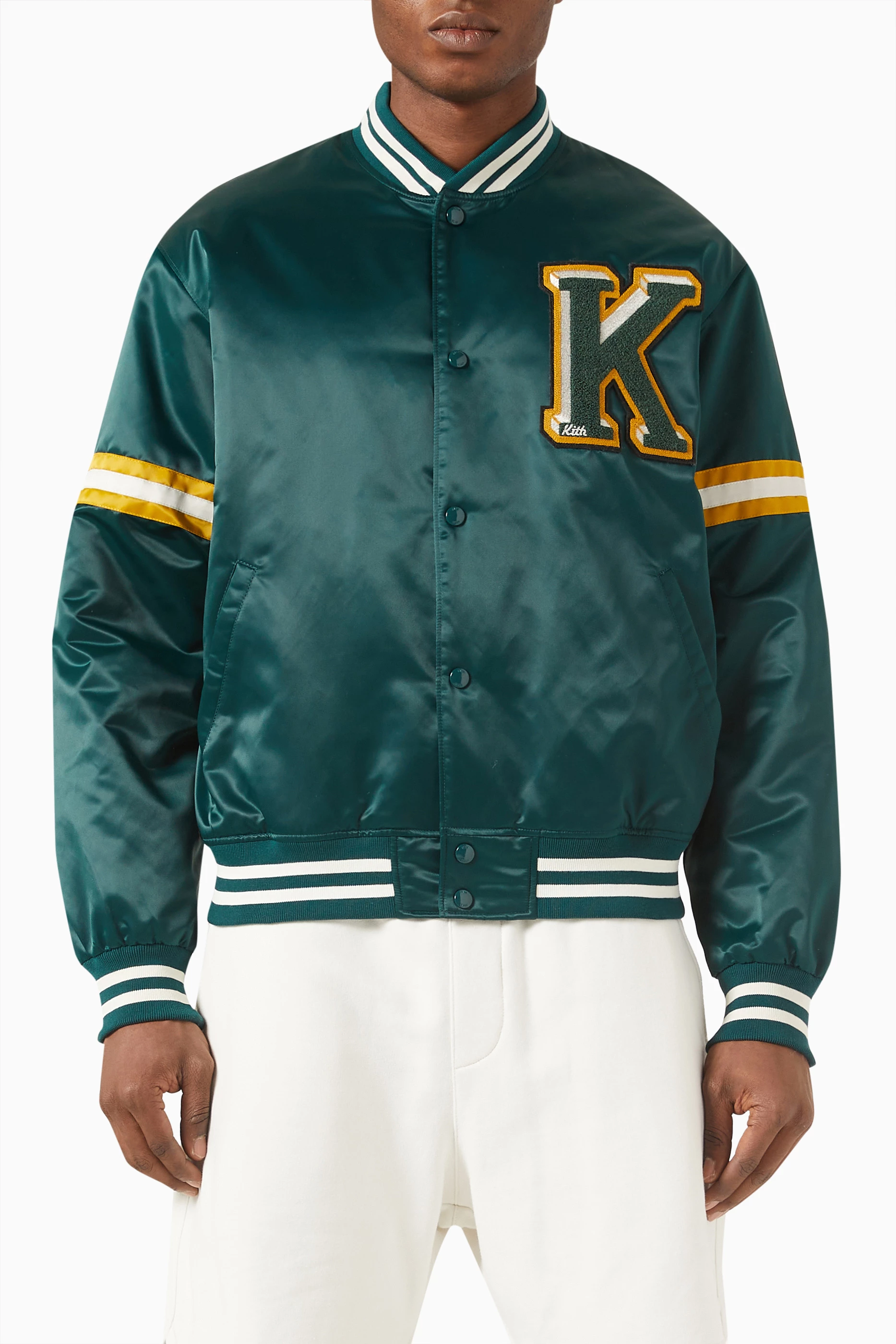 Buy Kith Green Bomber Jacket in Satin For Men Online | Ounass Oman
