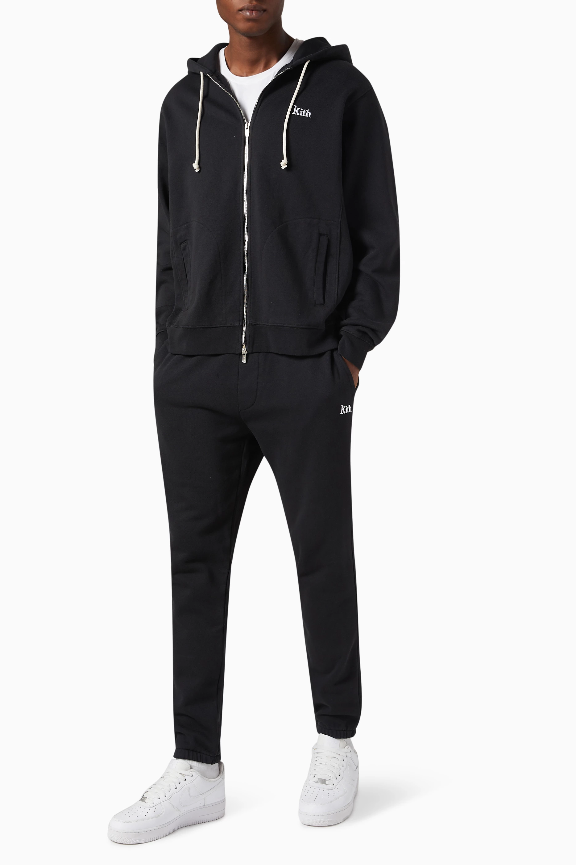 Buy Kith Black Williams V Zip-up Hoodie in Cotton Fleece For Men