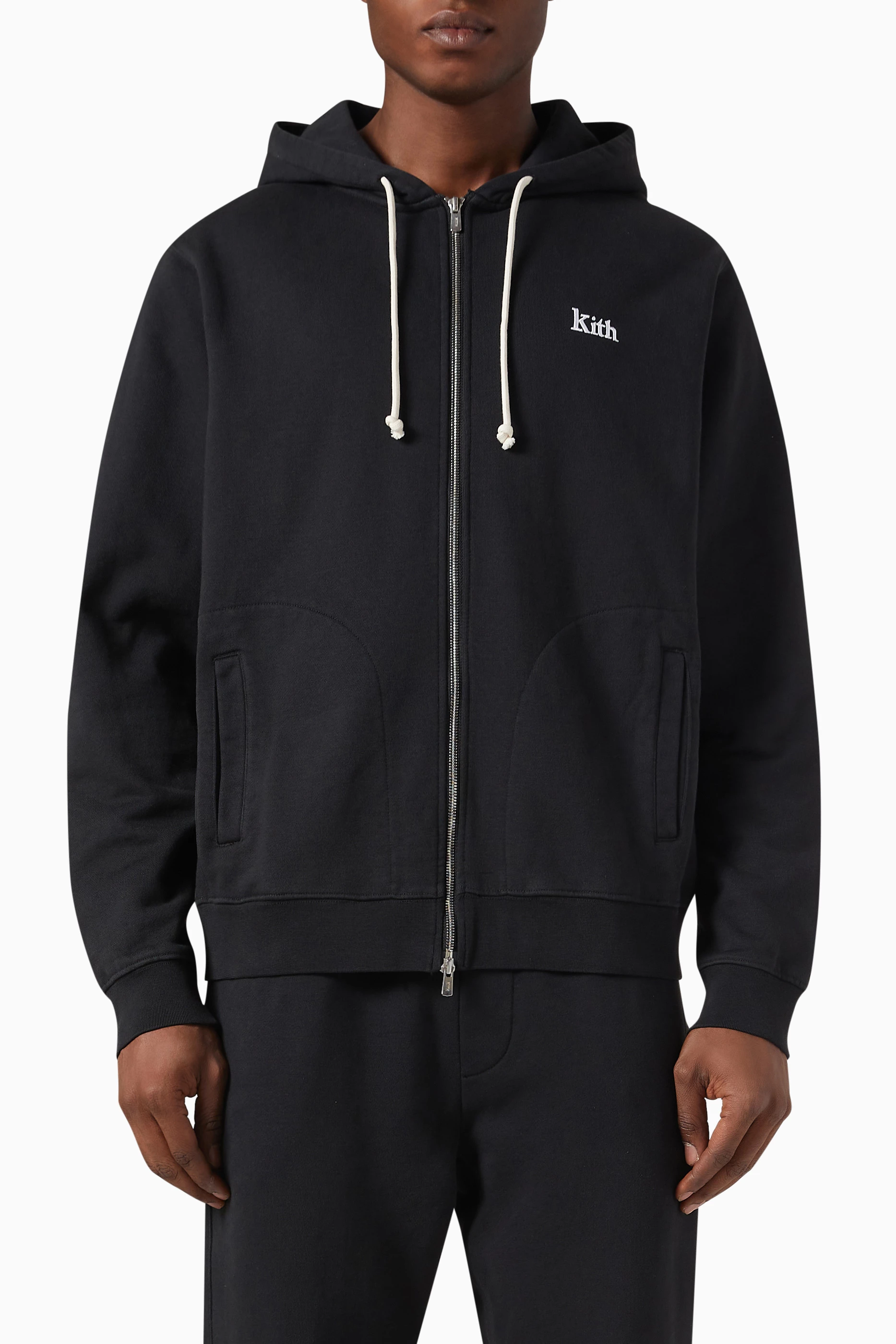 キス KITH WILLIAMS V ZIP UP HOODIE SHADOW Buy Kith Black Williams V Zip-up Hoodie in Cotton Fleece For Men