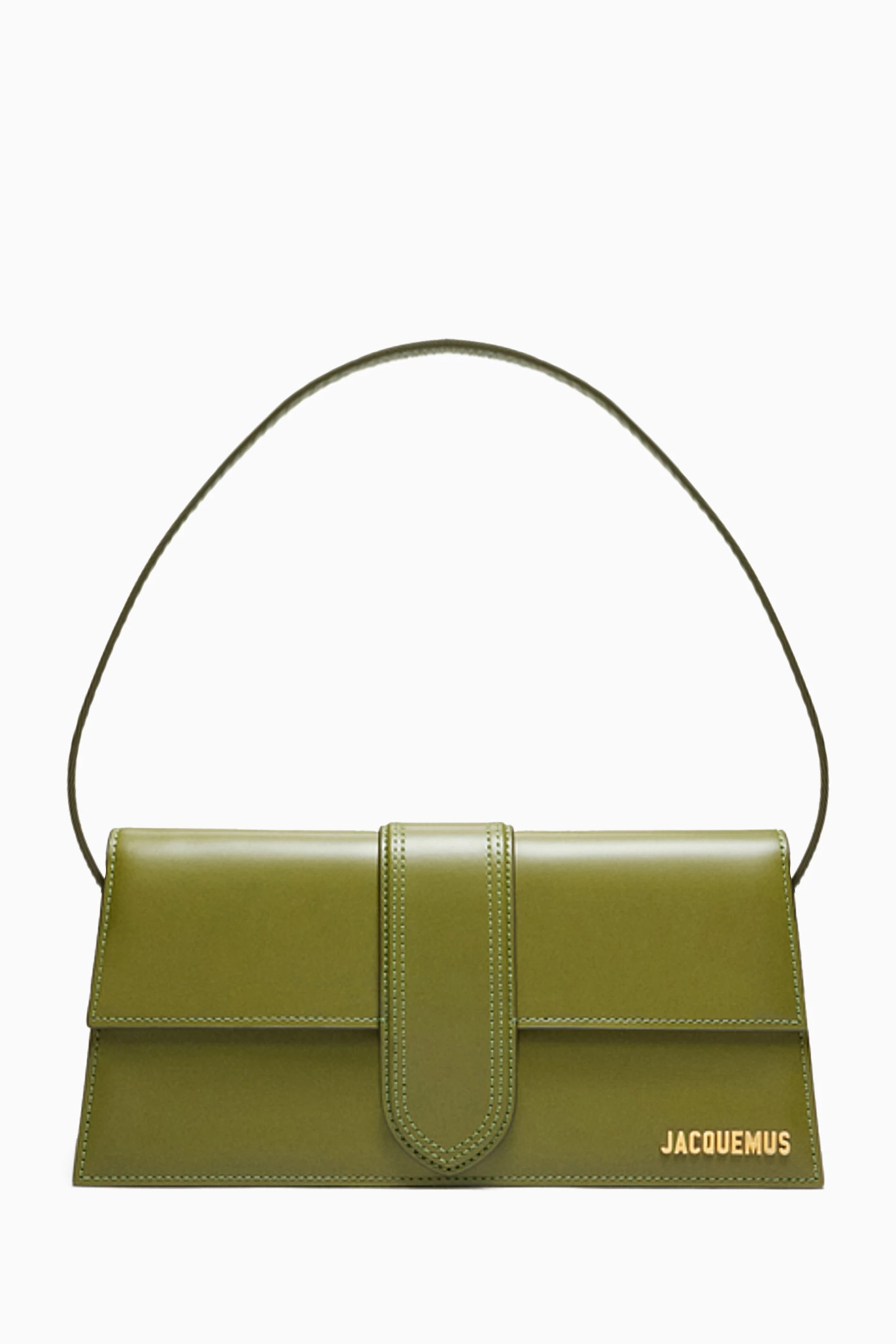 Buy Jacquemus Green Le Bambino Long Shoulder Bag in Cowskin