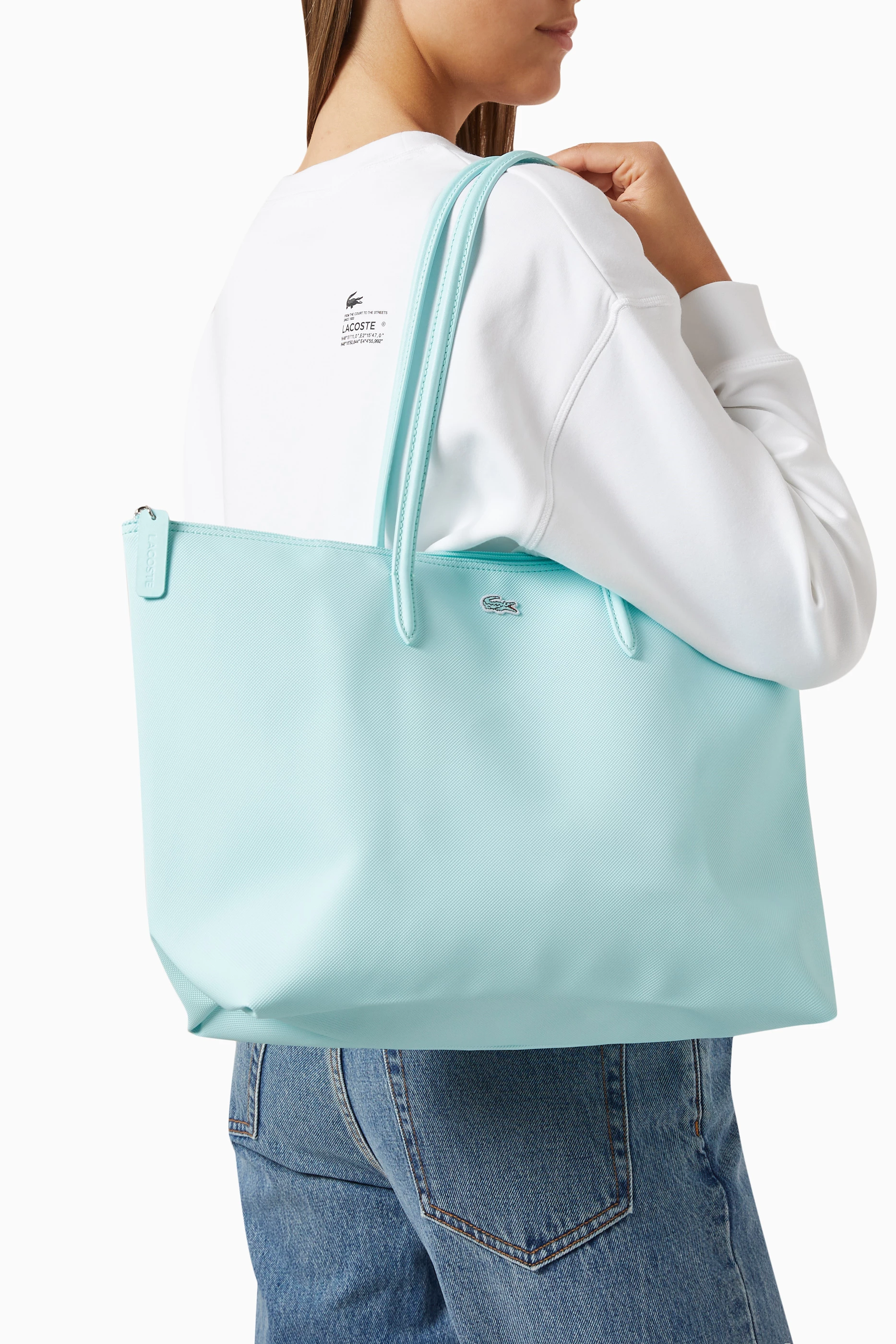 Buy Lacoste Blue Lacoste L.12.12 Concept Zip Tote Bag in PVC For Women Online Ounass Oman