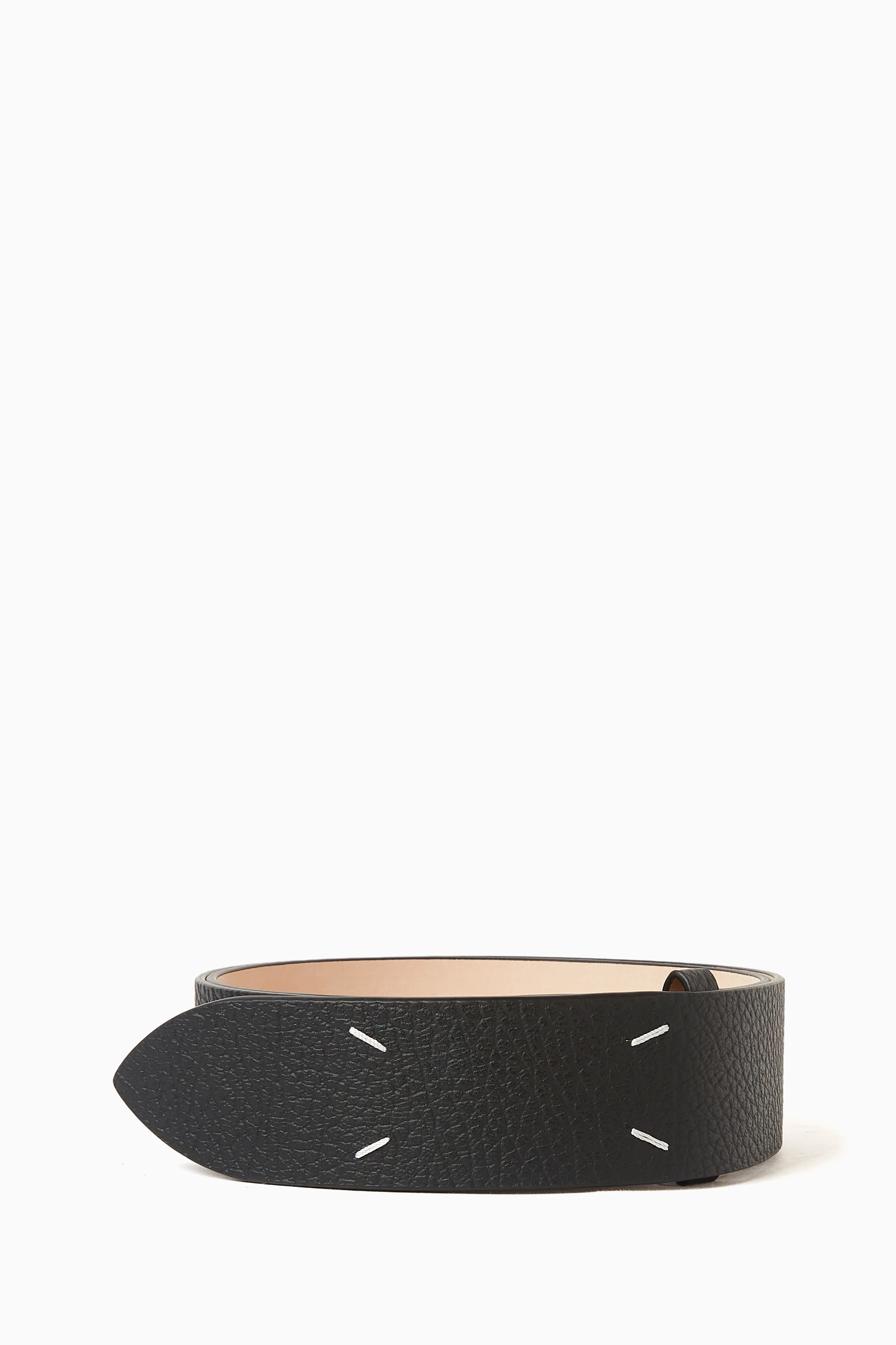 小物 Maison Martin Margiela 11 Leather Belt Buy Maison Margiela Black Four-stitch Belt in Matte Leather For