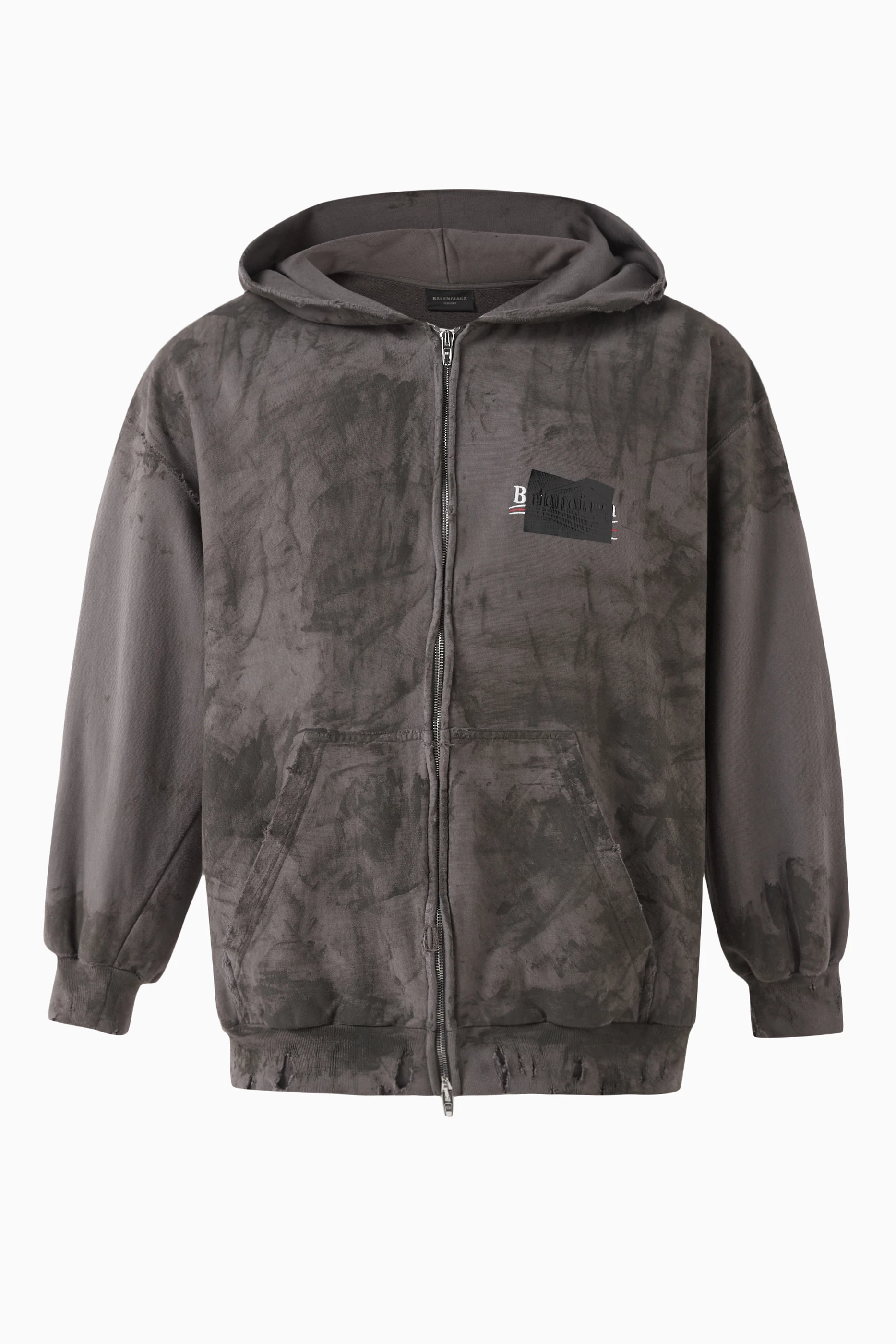 Buy Balenciaga Grey Gaffer Small Fit Zip-up Hoodie in Heavily