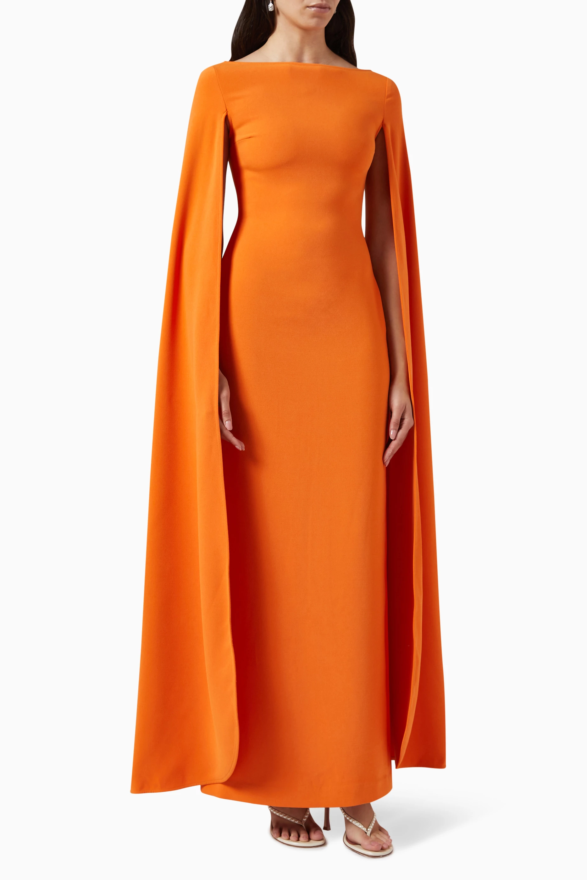orange cape dress Buy Solace London Orange Sadie Cape-sleeve Maxi Dress in Crepe For Women  Online