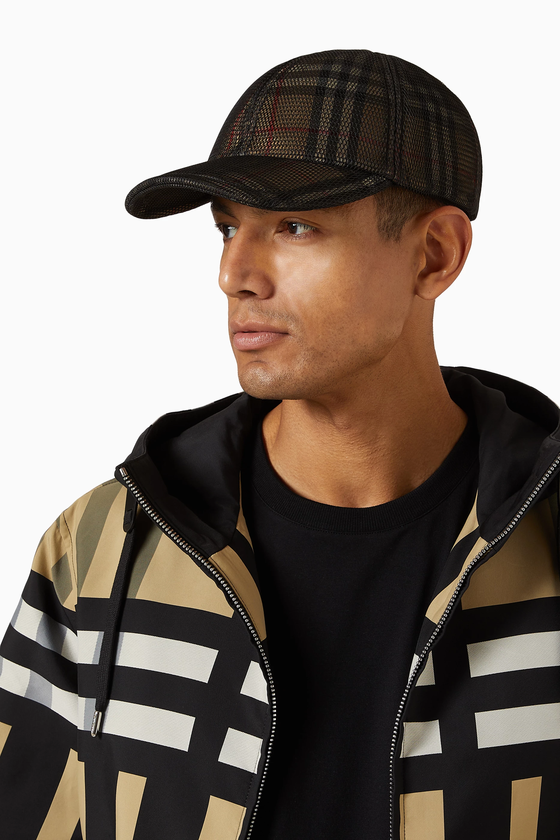 Burberry バーバリー mesh check baseball cap Buy Burberry Neutral Mesh Overlay Check Baseball Cap For Men