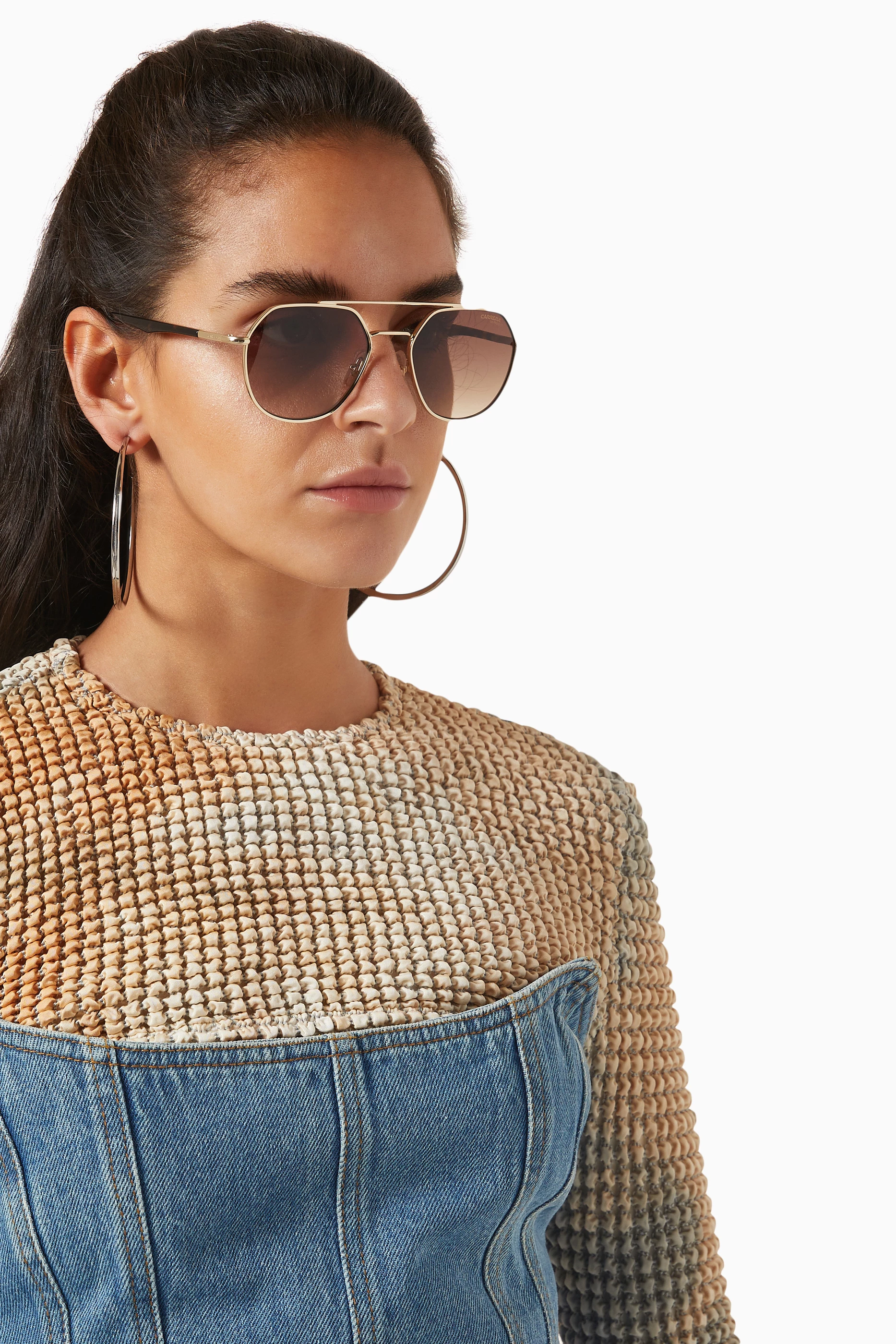 Buy Carrera Gold 303/S Geometric Sunglasses in Stainless 