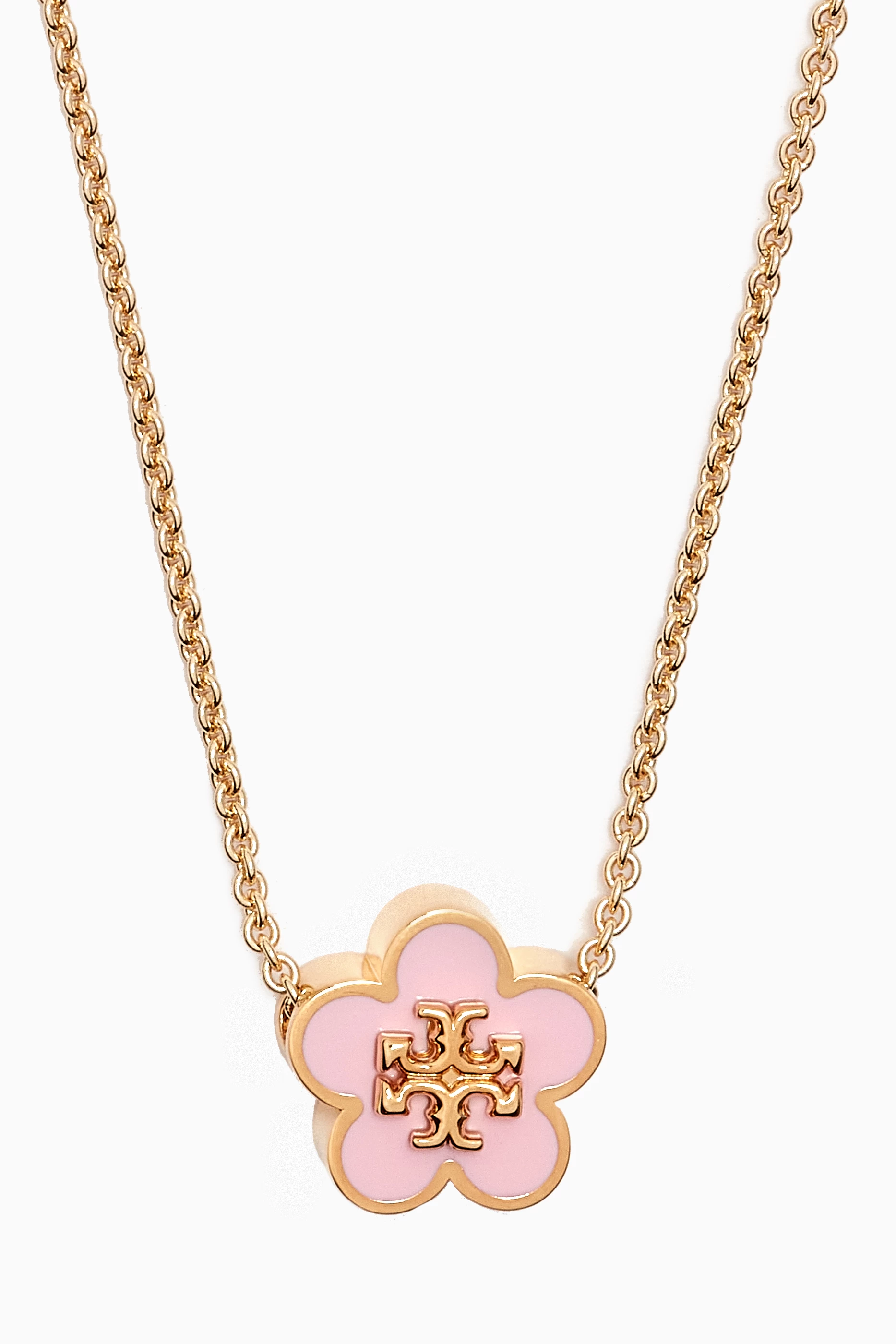 Buy Tory Burch Gold Kira Flower Enamel Pendant Necklace in B18kt 