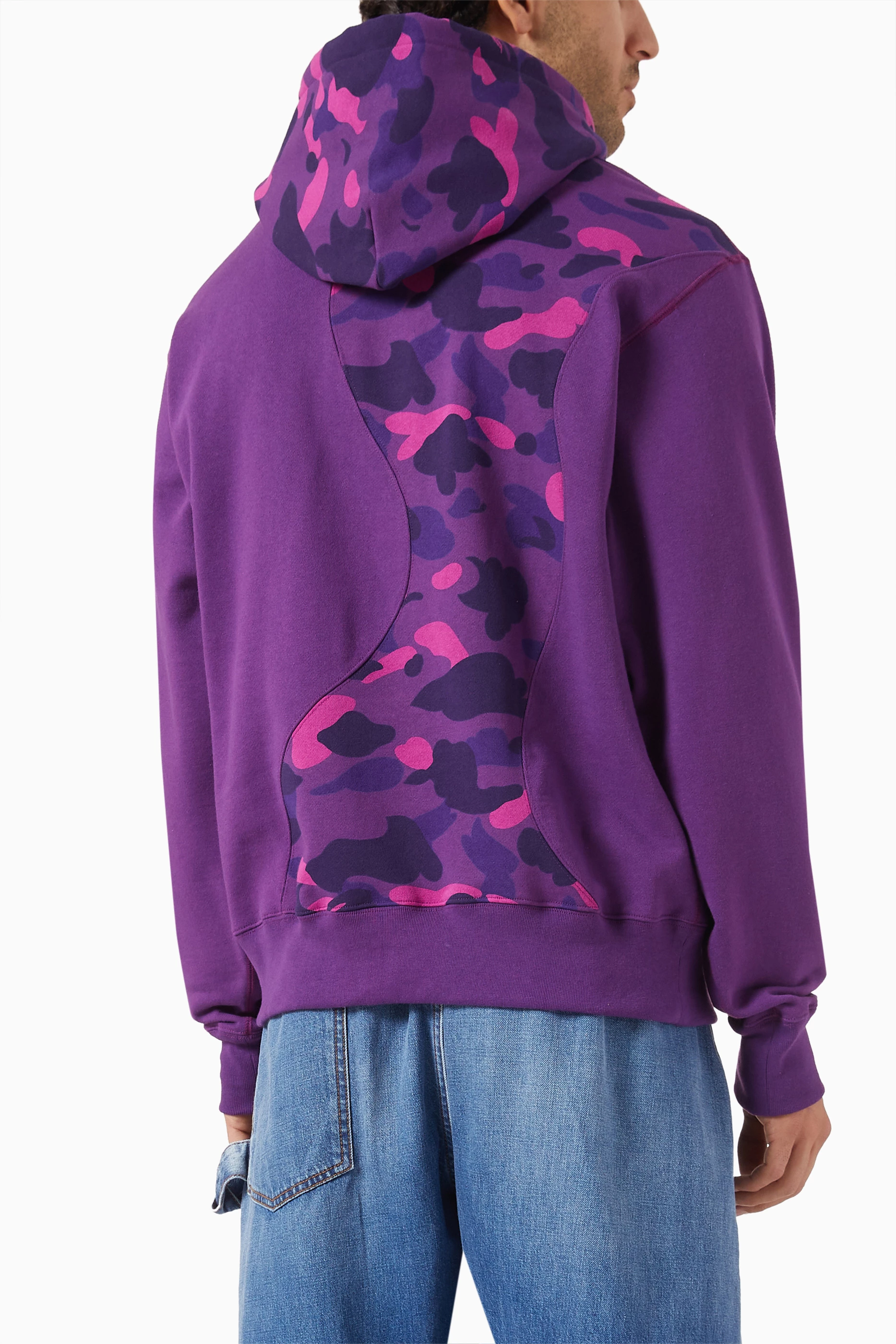 Buy A Bathing Ape Purple Colour Camo College Relaxed fit Hoodie in Cotton For Men Online Ounass Oman