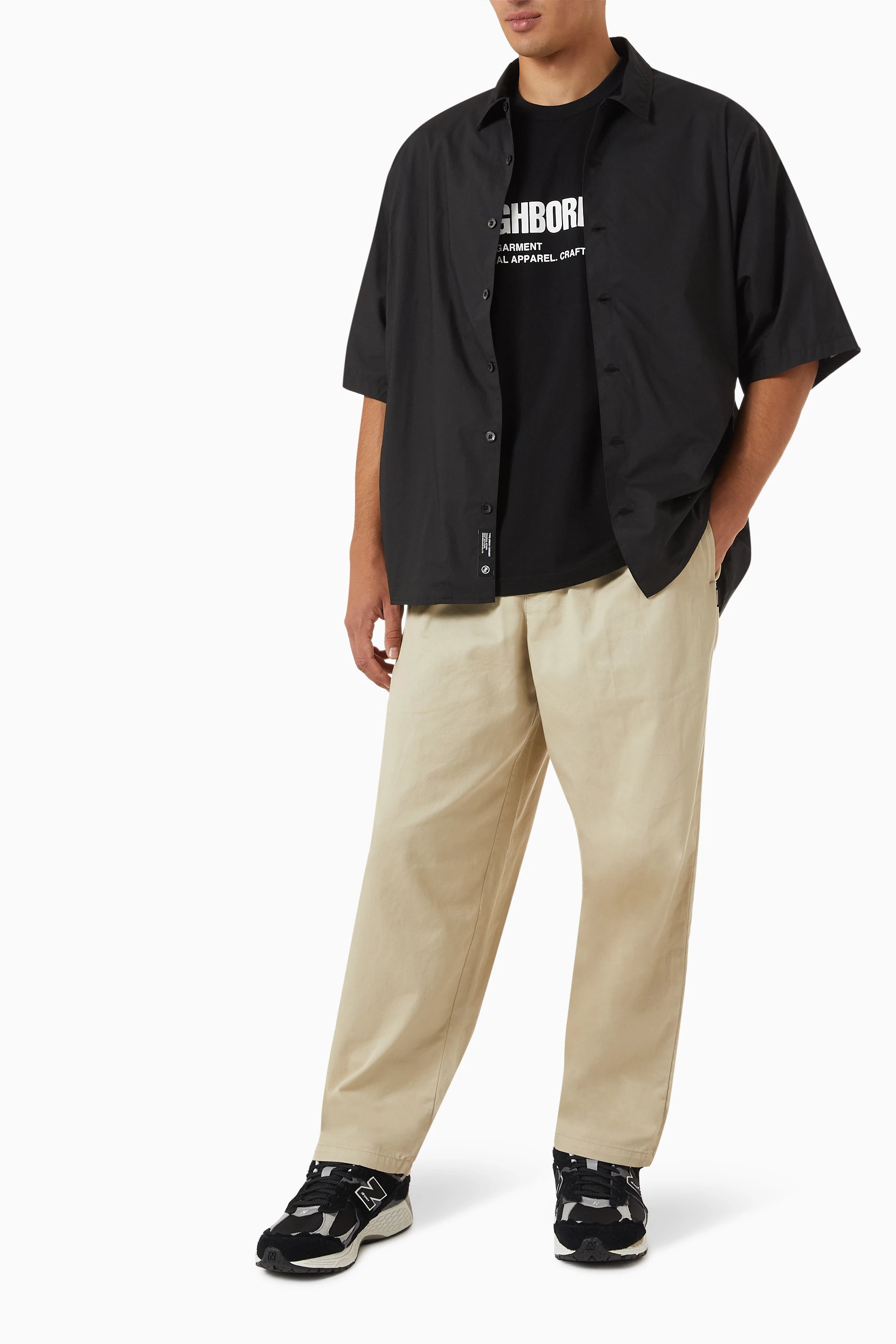 Buy Neighborhood Black Dolman Sleeve Shirt in Cotton For Men 