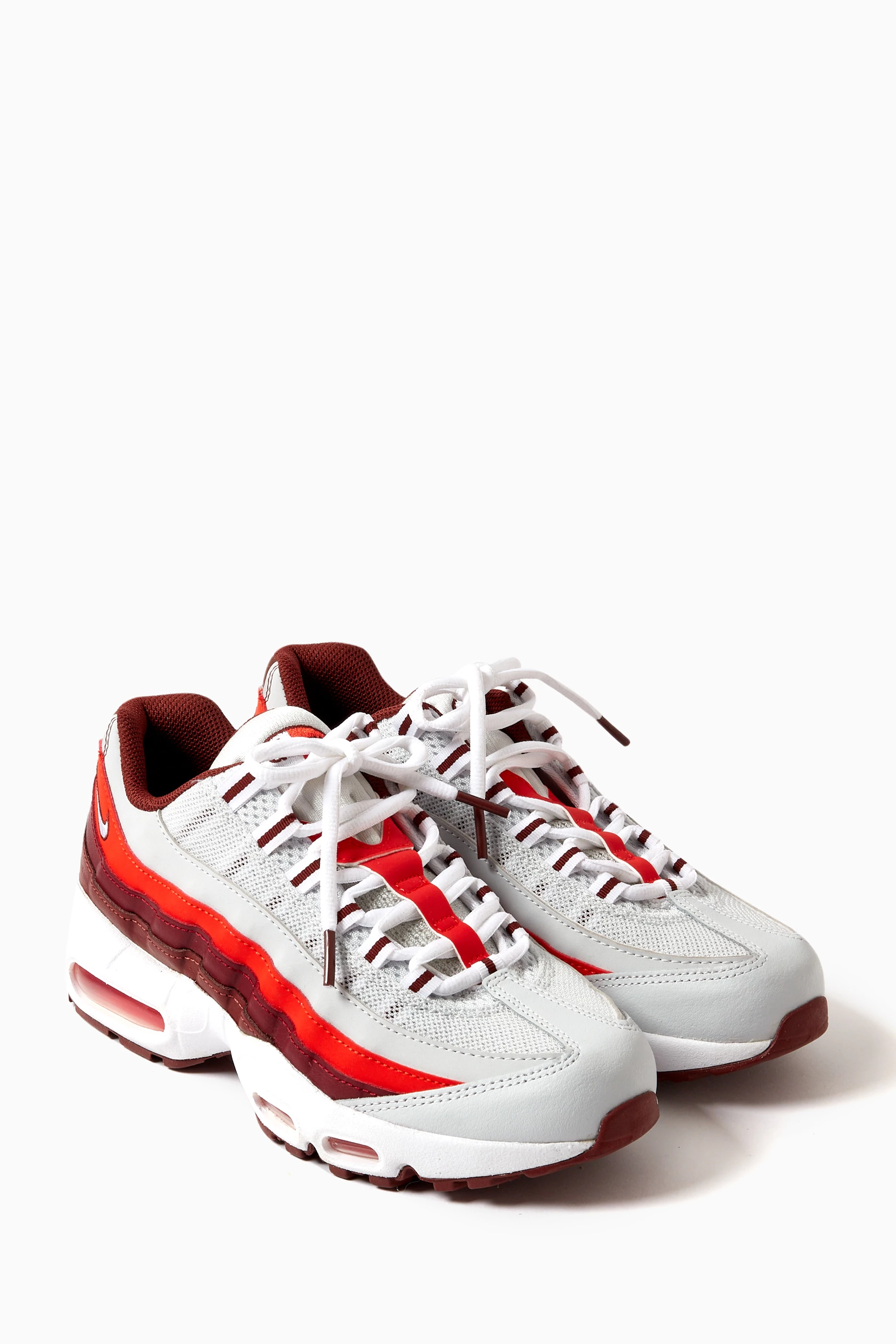 Buy Nike Red Air Max 95 Sneakers in Leather & Textile For Boys 