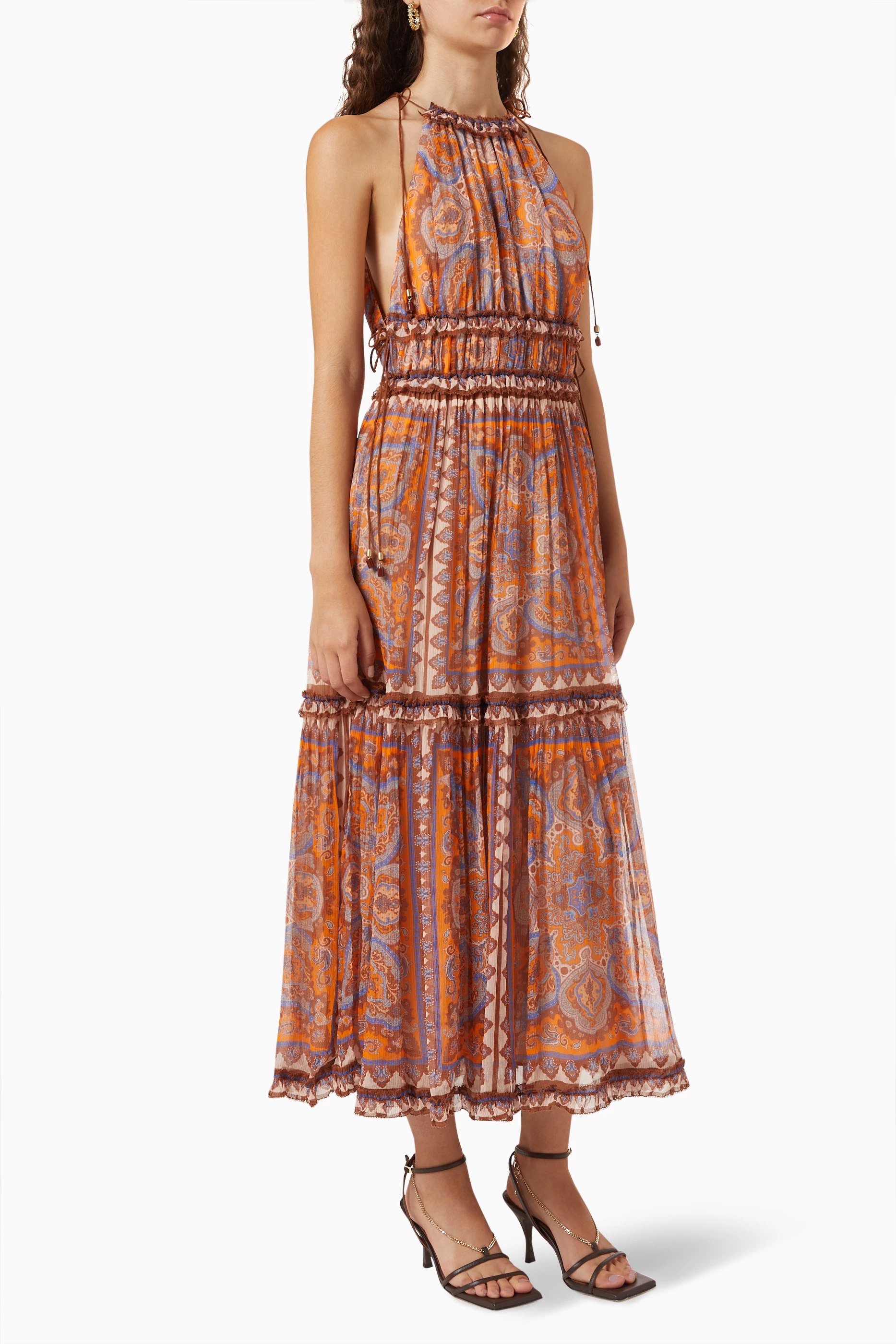 Buy Zimmermann Multicolour Halcyon Tiered Frill Dress in Silk For Women  Online | Ounass Oman