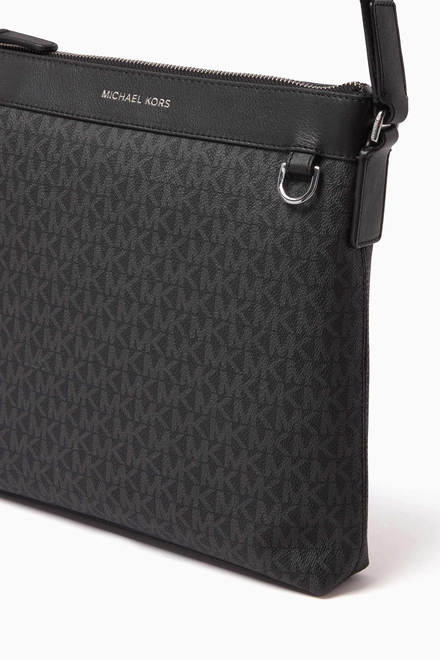 Buy Michael Kors Black Greyson Crossbody Bag in Logo Canvas For
