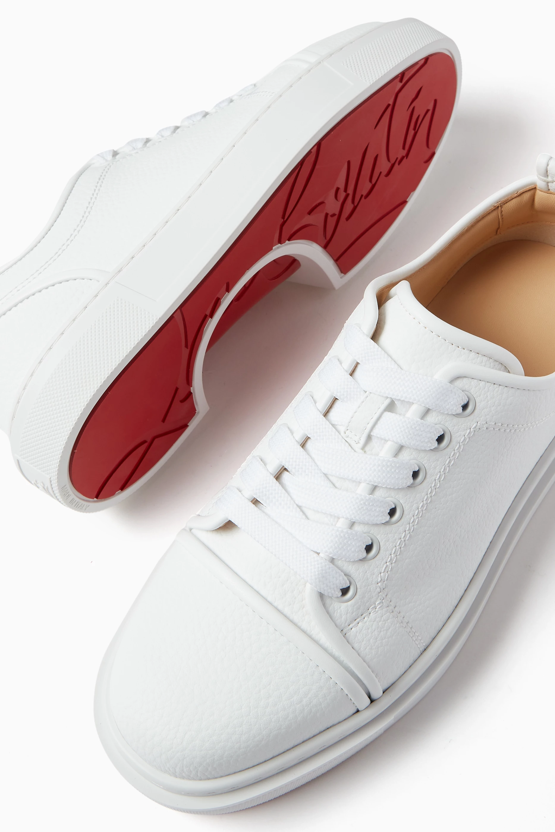 Buy Christian Louboutin White Adolon Junior Sneakers in Textured 