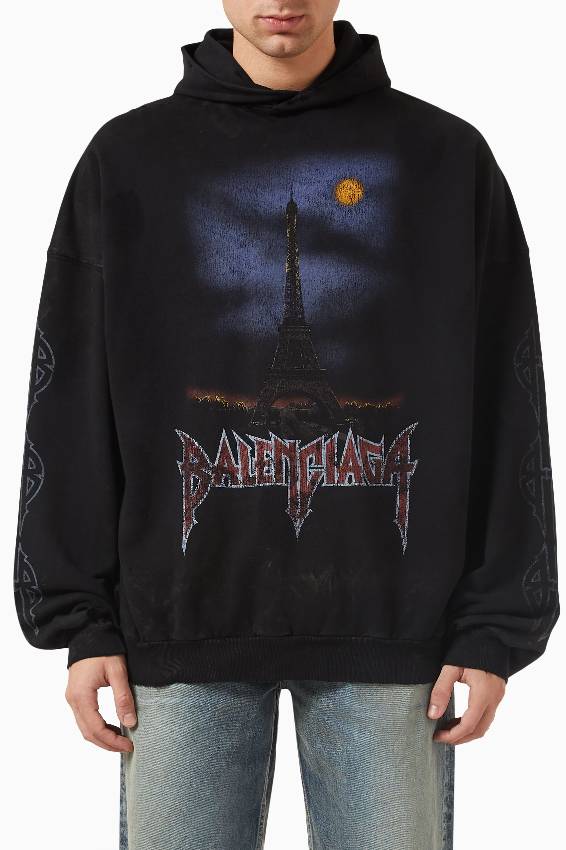 BALENCIAGA PARIS MOON ノーポケット HOODIE Lサイズ BALENCIAGA】PARIS MOON ノーポケット HOODIE オーバーサイズ