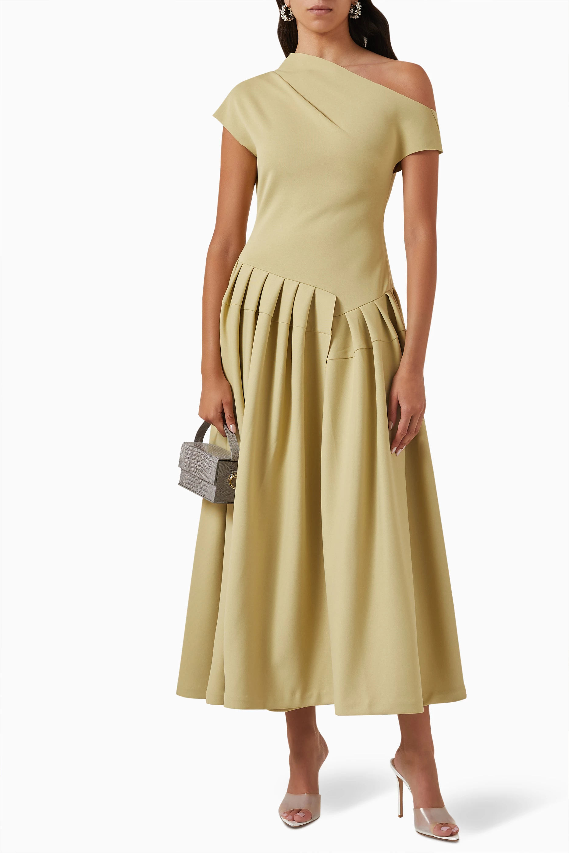 chats by c dam green dress Buy CHATS by C.DAM Green One-shoulder Midi Dress in Double-jersey For Women  Online
