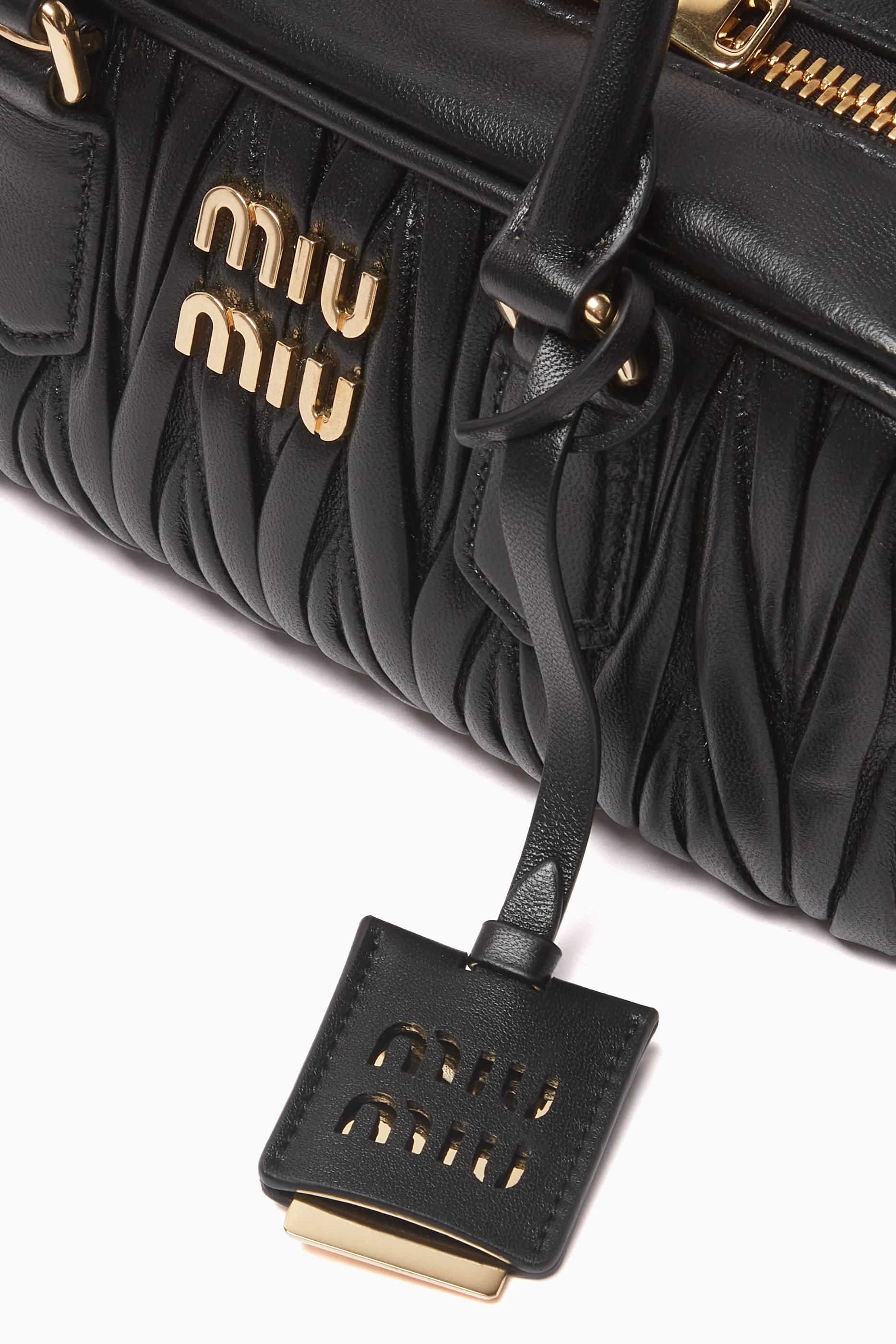 Buy Miu Miu Black Small Arcadie Top-handle Bag in Matelassé Nappa