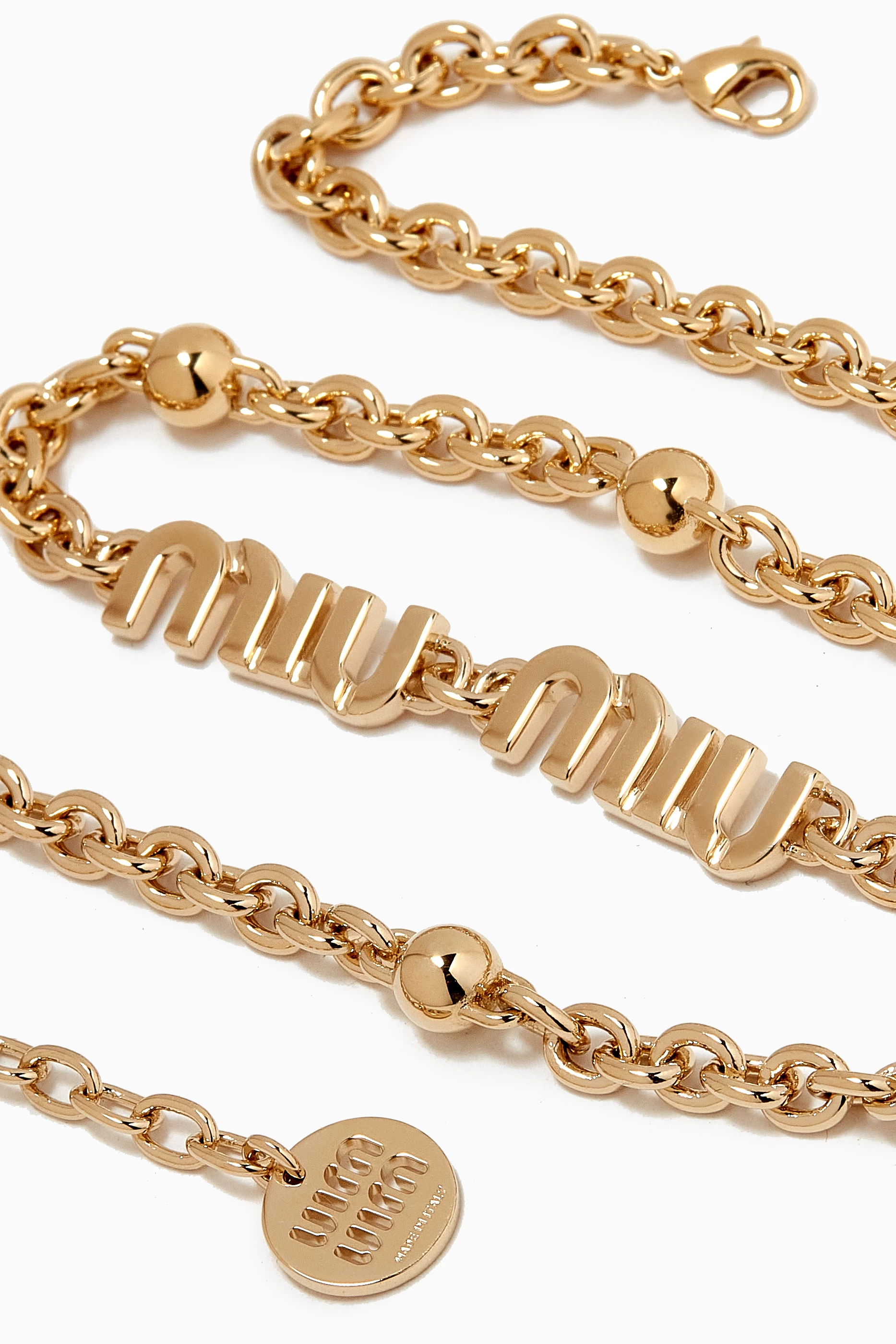 Buy Miu Miu Gold Logo Necklace in Metal For Women Online | Ounass Oman