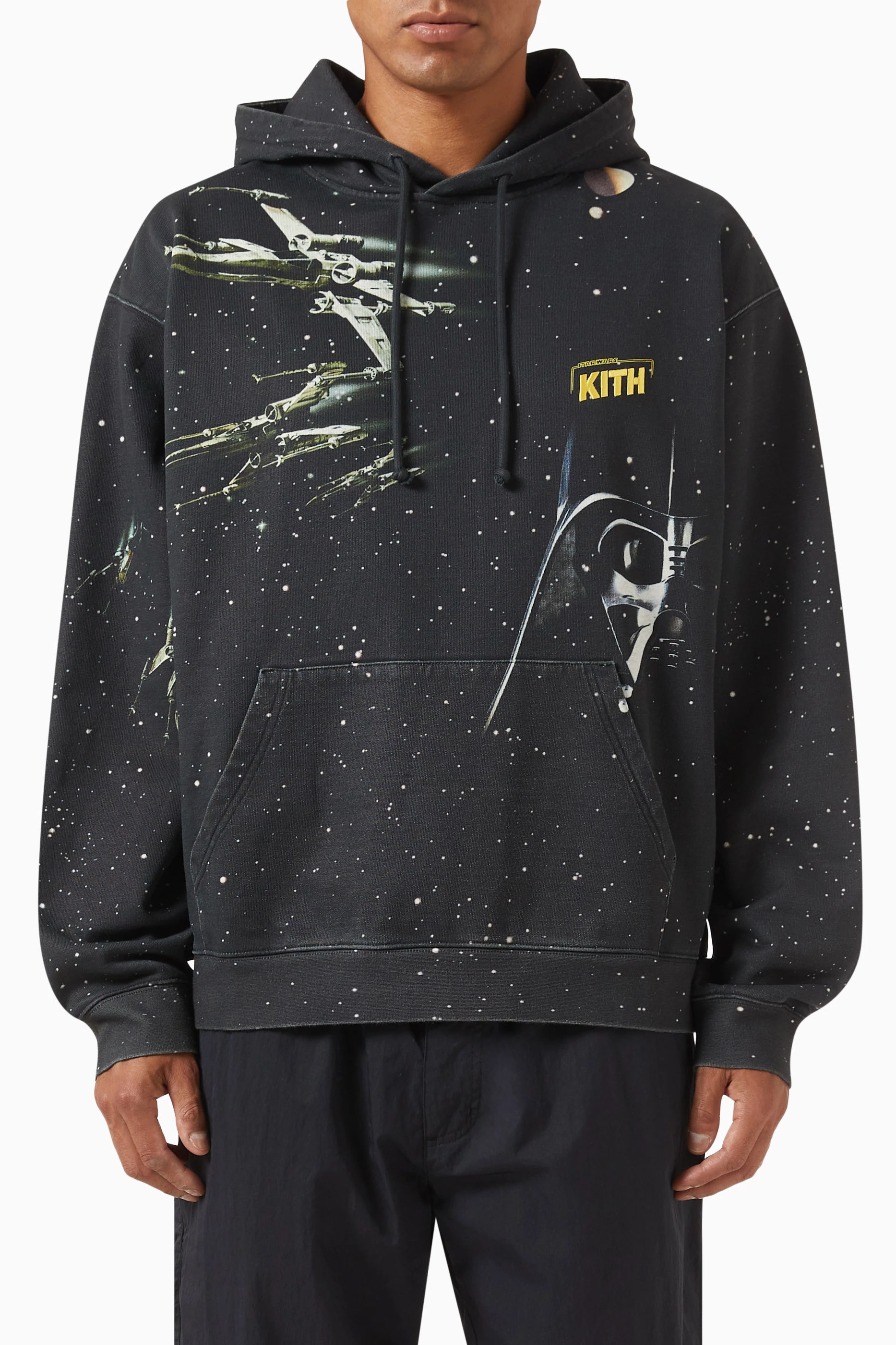 Buy Kith Black x Star Wars Logo Hoodie in Cotton For Men Online