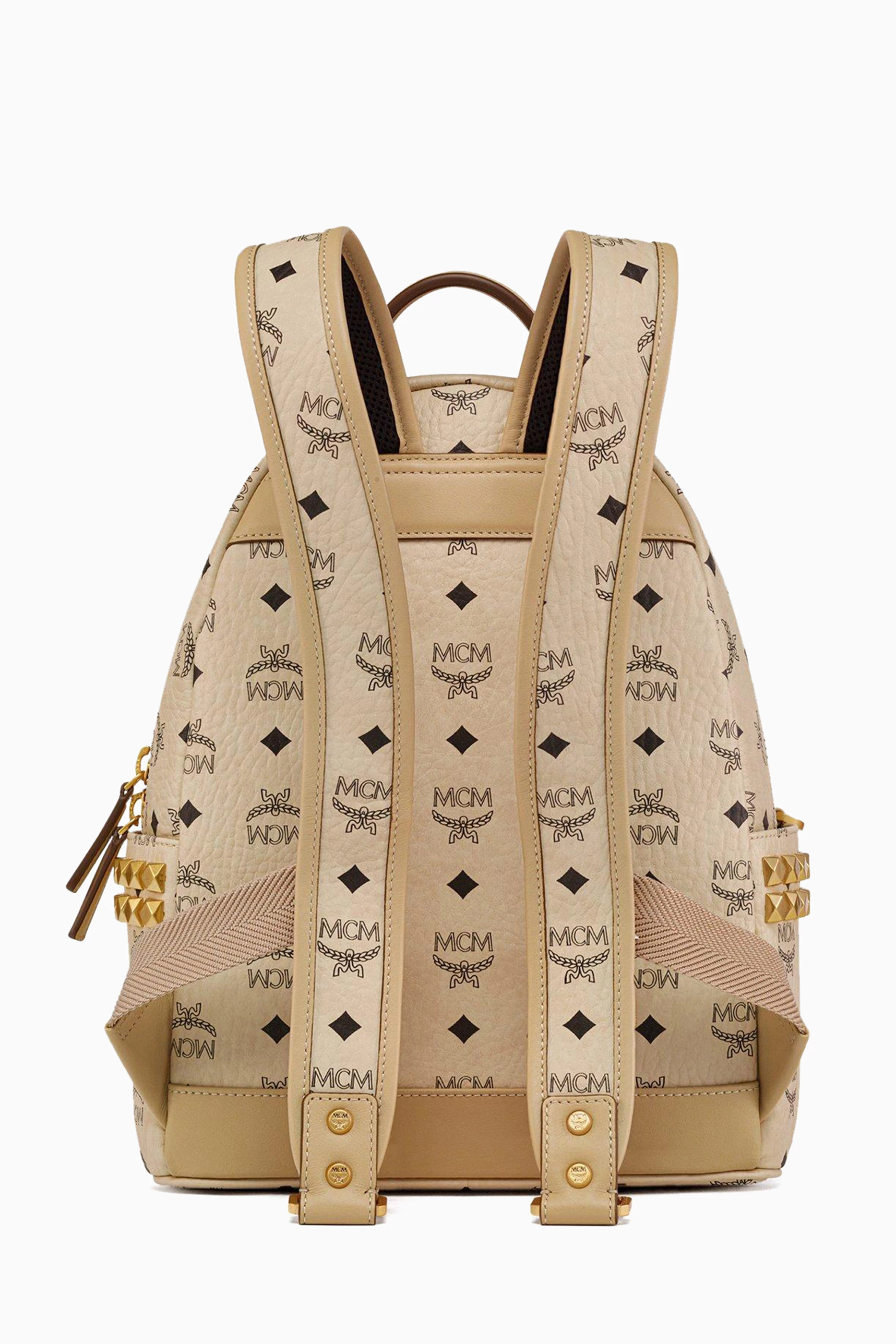 Buy MCM Neutral Small Stark Side Studs Visetos Backpack in  display picture 1
