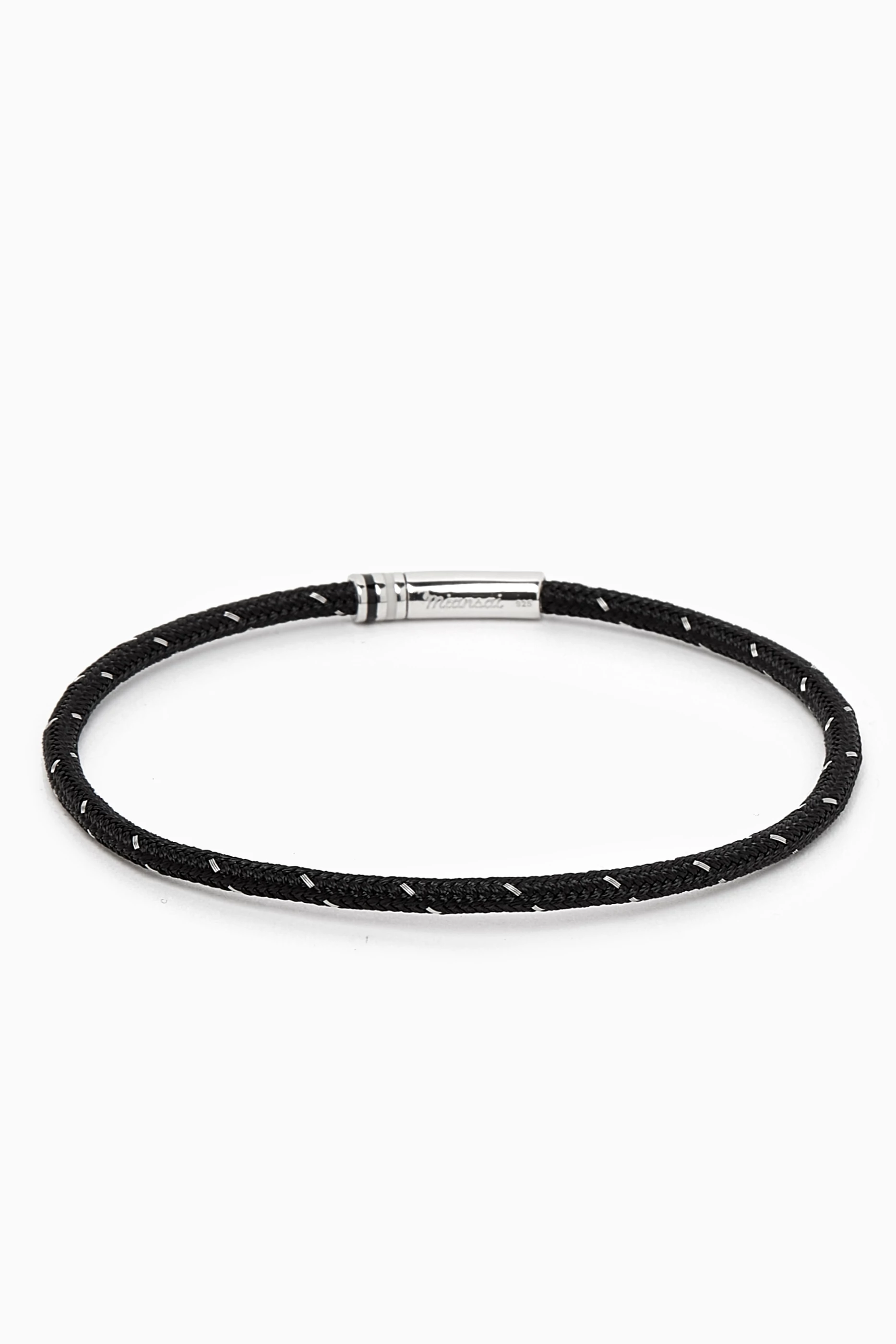 Buy Miansai Black Juno Rope Bracelet in Sterling Silver For Men 
