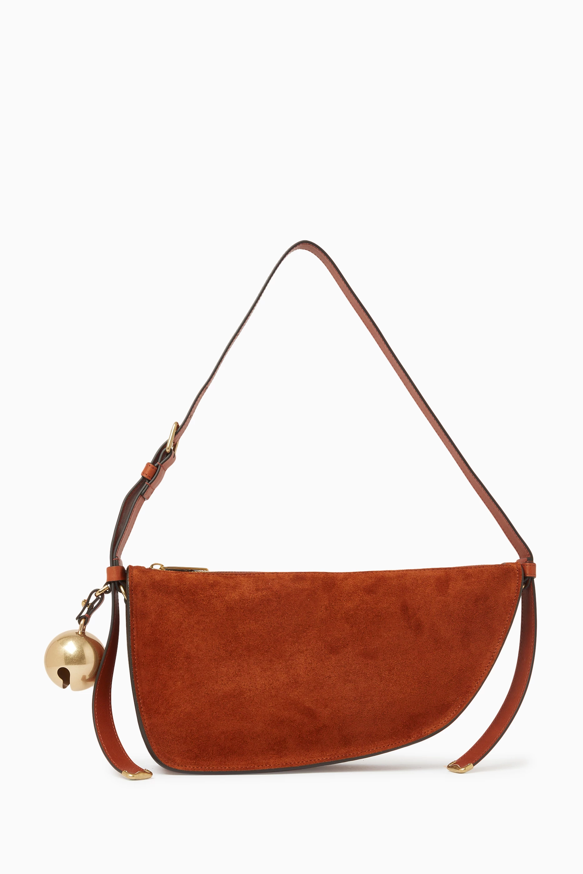 Buy Burberry Brown Small Shield Shoulder Bag in Suede For Women