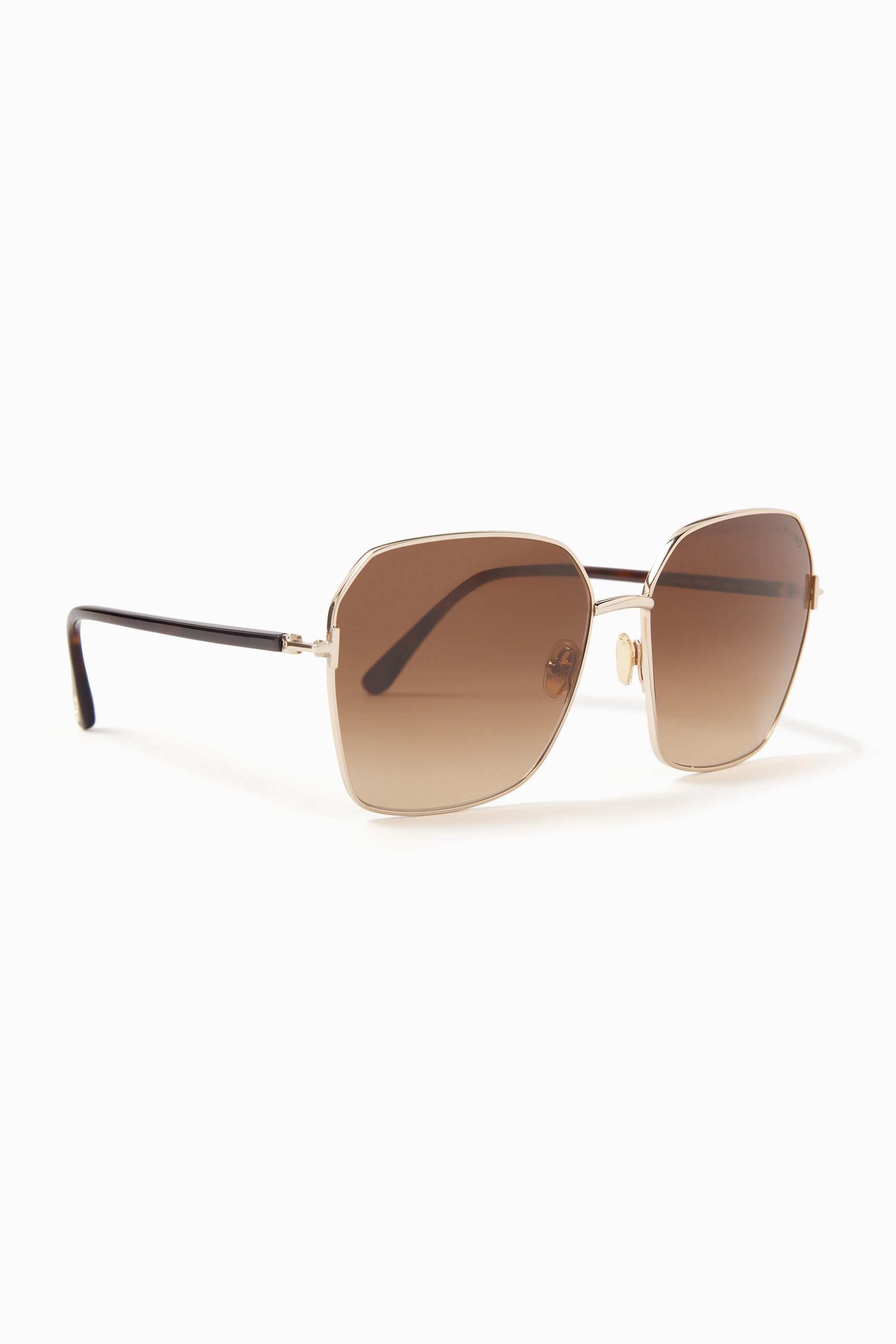 Buy Tom Ford Brown Claudia Sunglasses in Metal For Women 