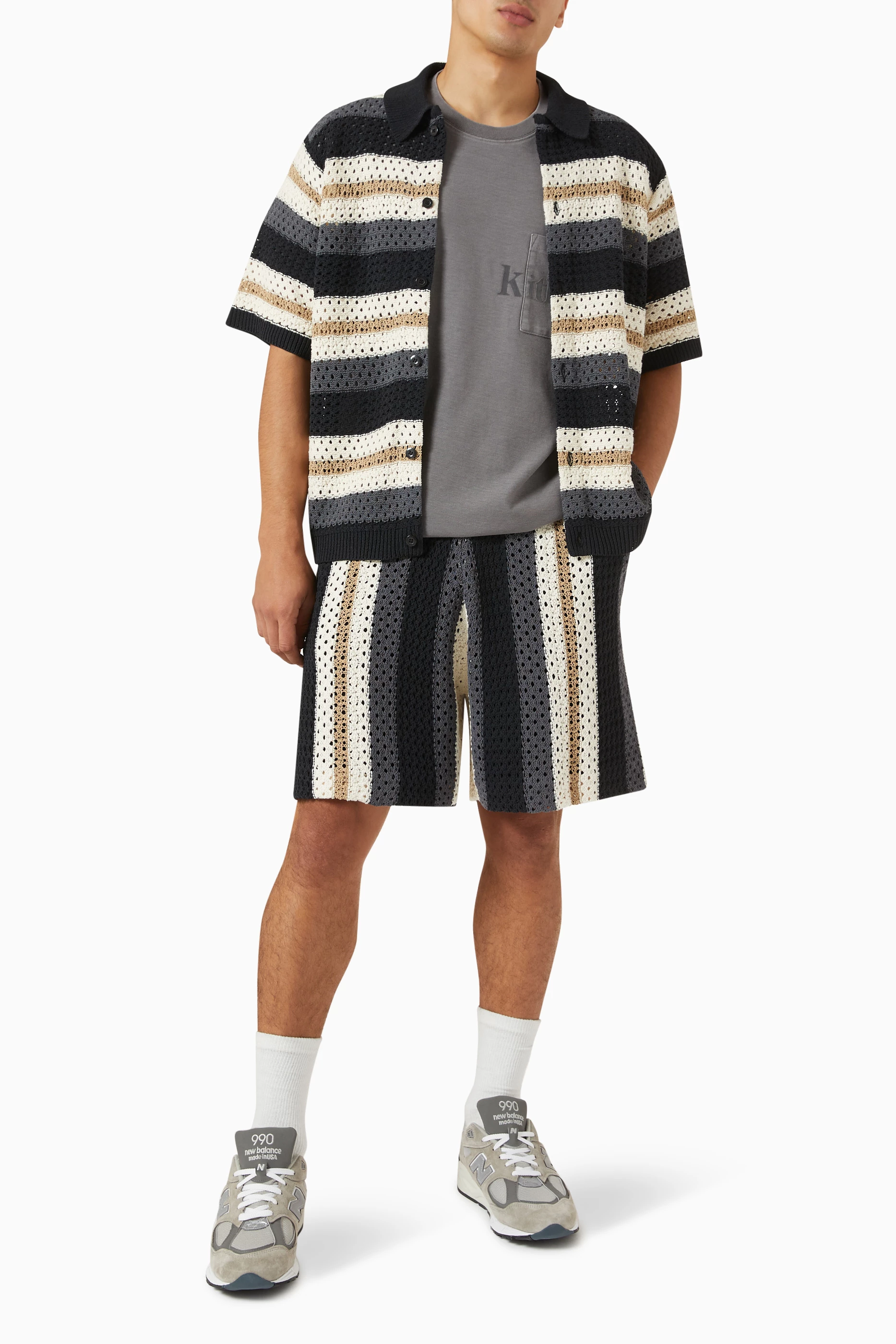 Buy Kith Black Thompson Crochet Buttondown in Cotton For Men 