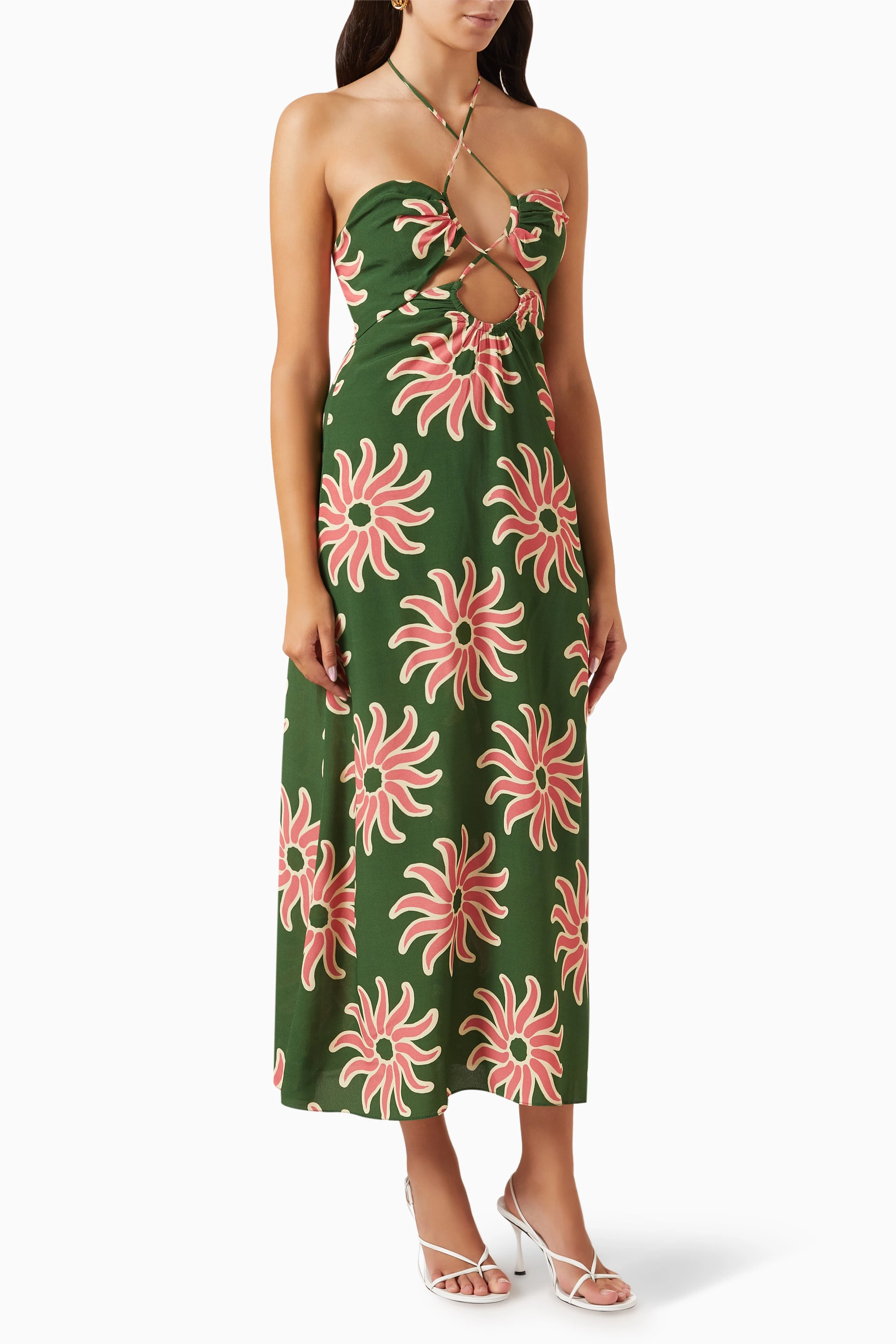 Buy Cala de La Cruz Multicolour Roge Halterneck Dress in Linen For Women  Online | Ounass Oman