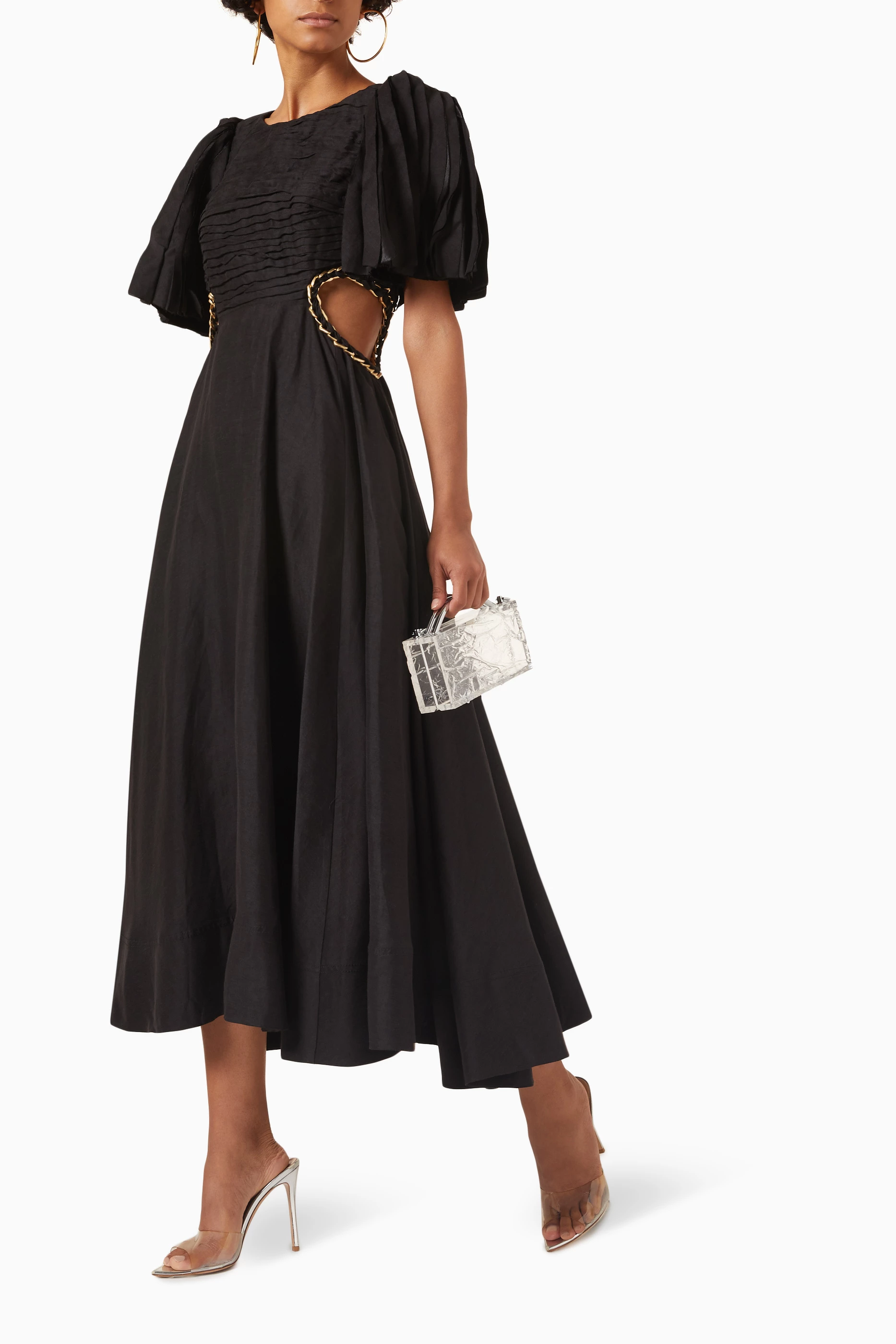 Buy Aje Black Monica Chainlink Midi Dress in Linen For Women Online |  Ounass Oman