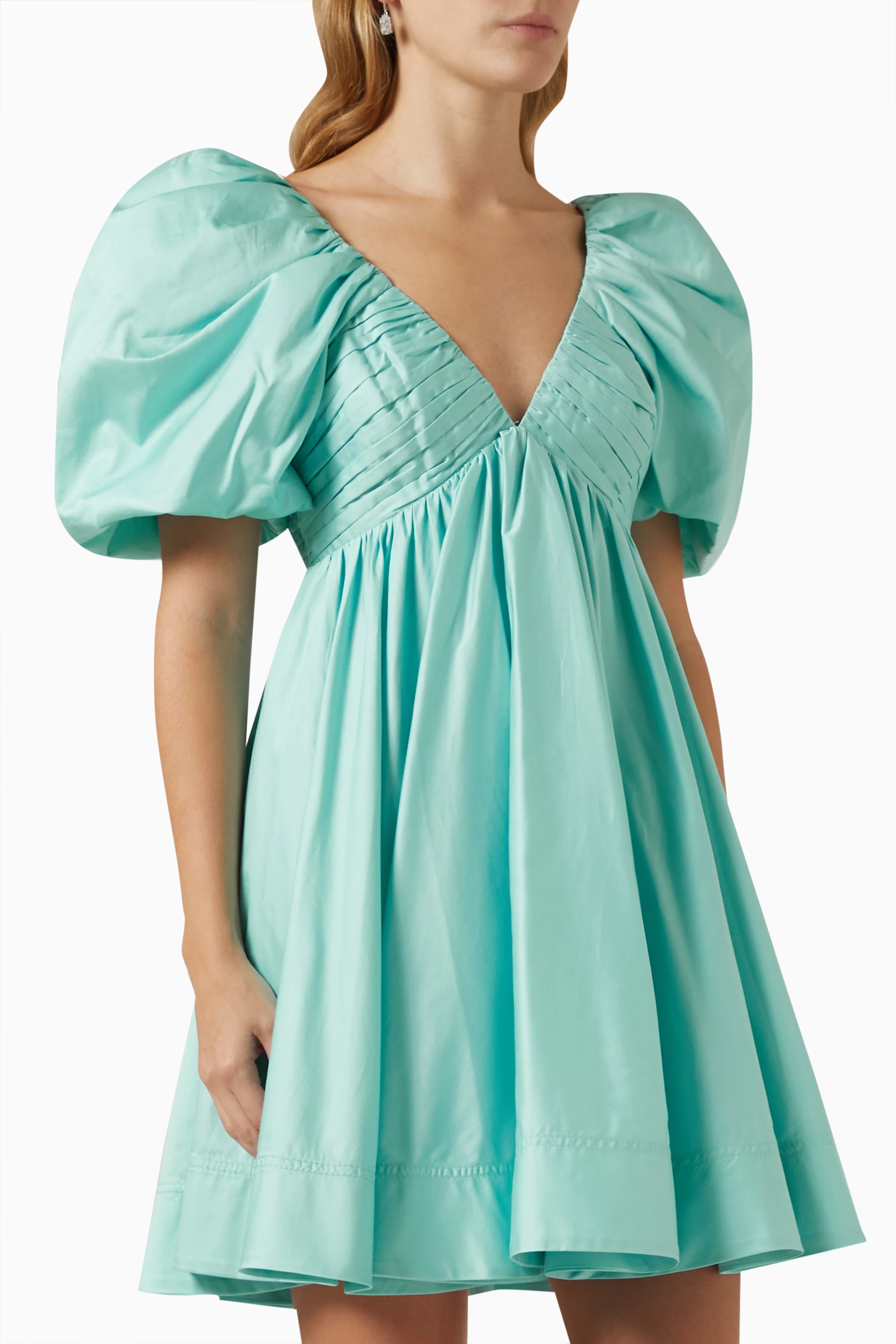 aje gabrielle plunge mini dress Gabrielle Plunge Mini Dress-SPEARMINT BLUE / 4