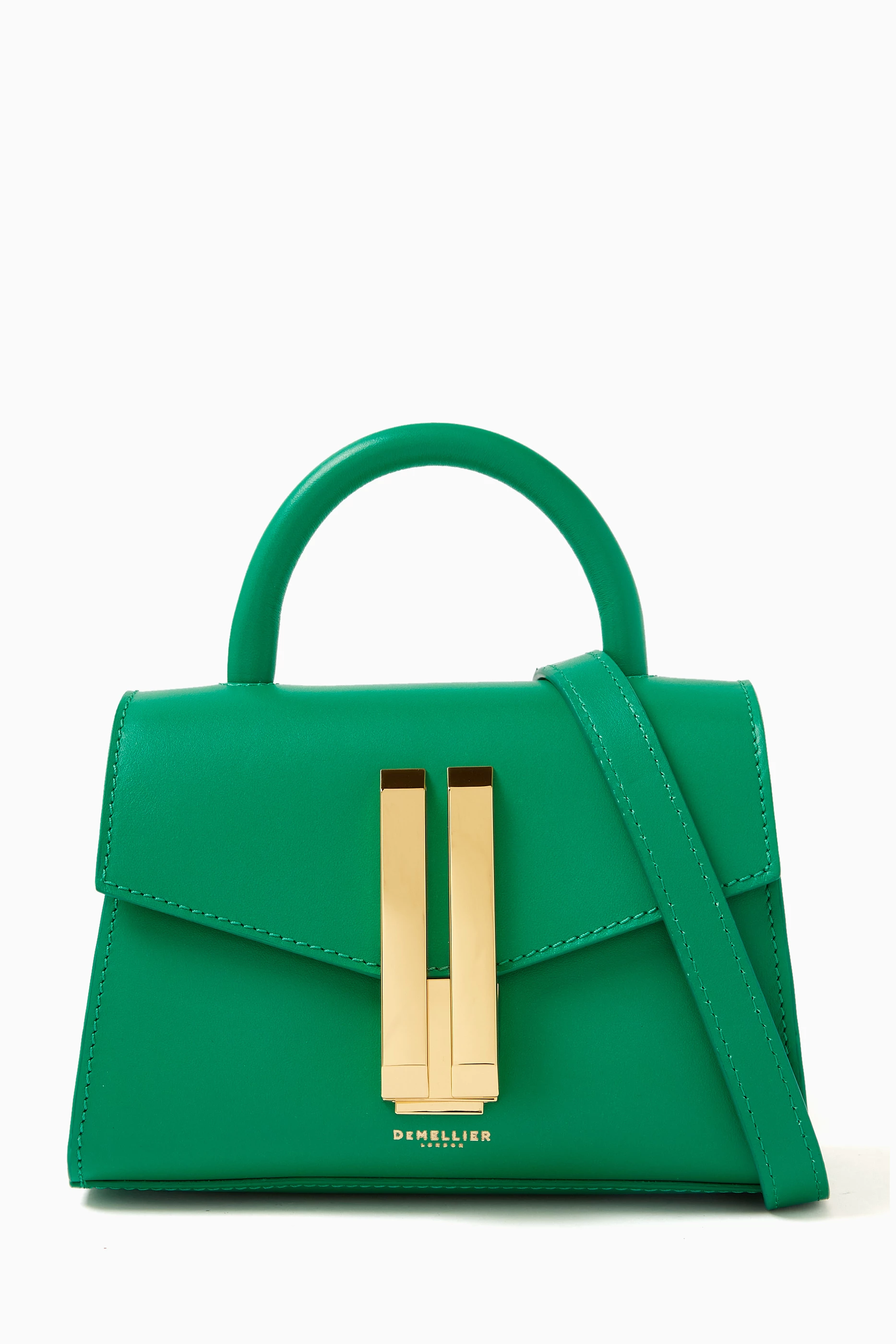 Buy DeMellier Green Nano Montreal Tote bag in Smooth Leather For
