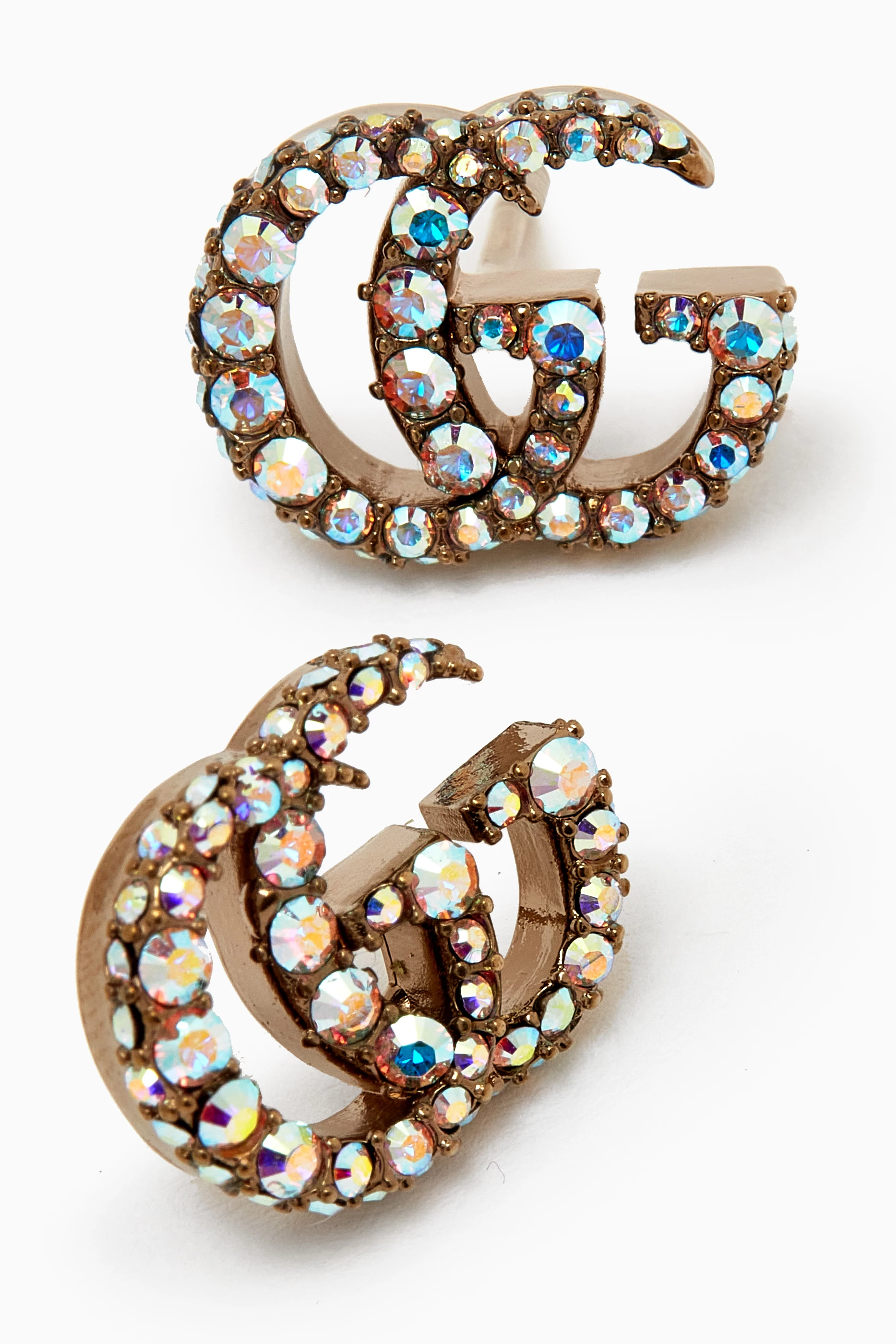 Buy Gucci Multicolour Double G Crystal Stud Earrings For  Gucci Double G crystal-embellished earrings main image 0